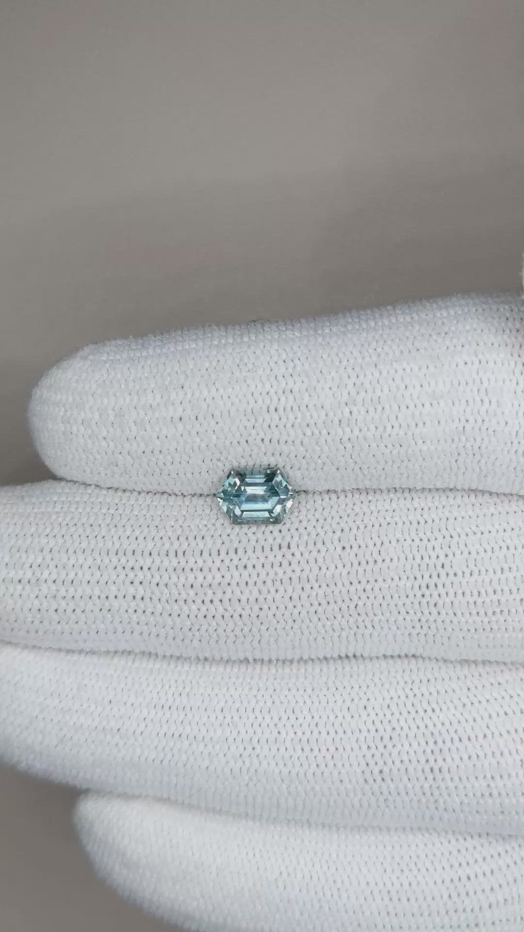 1.36 Ct. Greenish Blue Sapphire from Montana Size Video