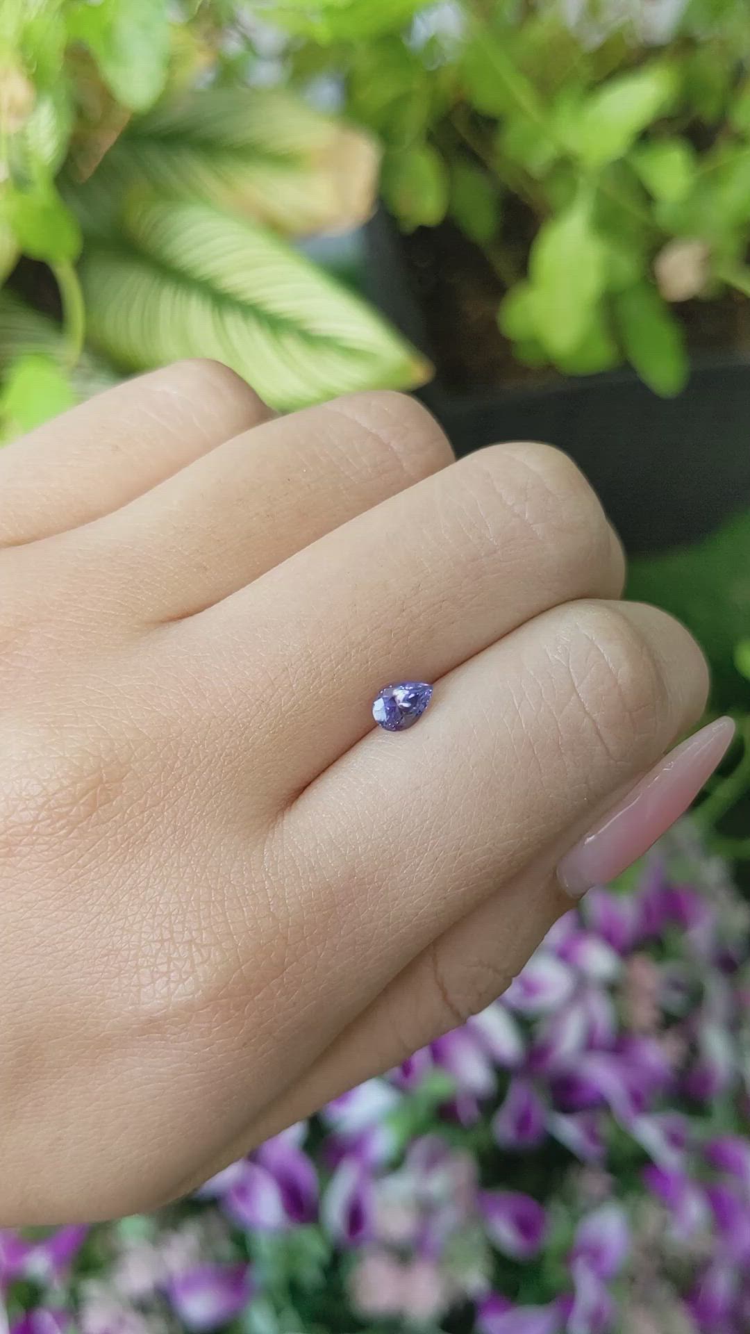 0.58 Ct. Bluish Purple Sapphire from Ceylon (Sri Lanka) Size Video