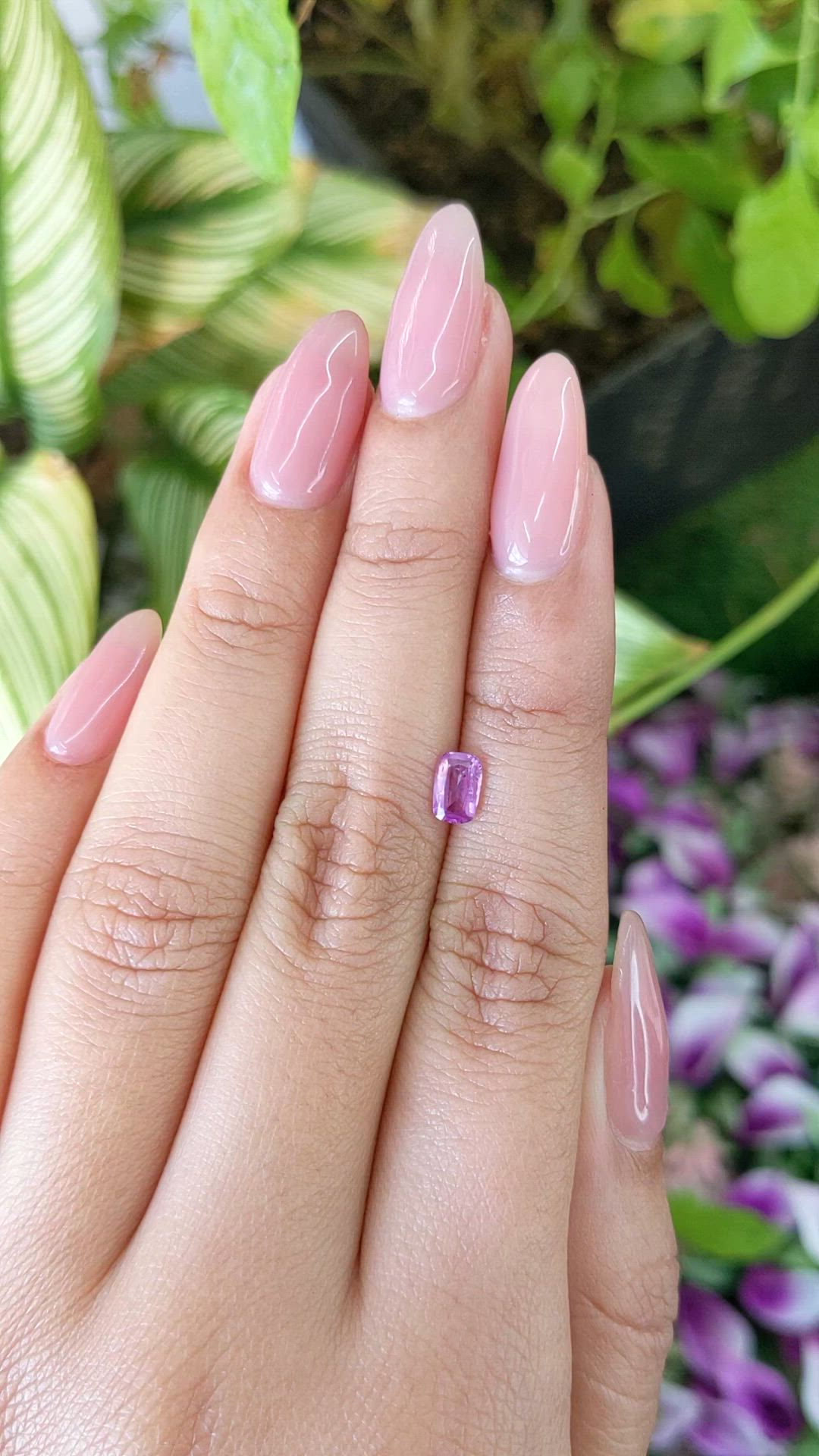 0.58 Ct. Purplish Pink Sapphire from Ceylon (Sri Lanka) Size Video