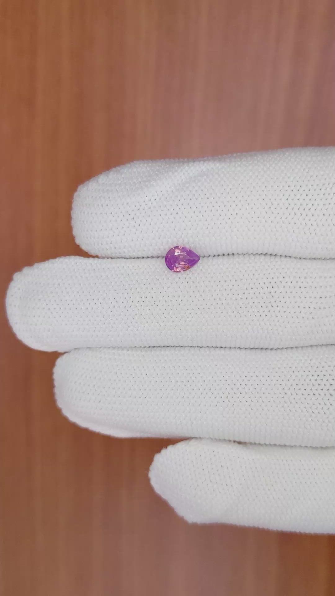 0.45 Ct. Purplish Pink Sapphire from Ceylon (Sri Lanka) Size Video