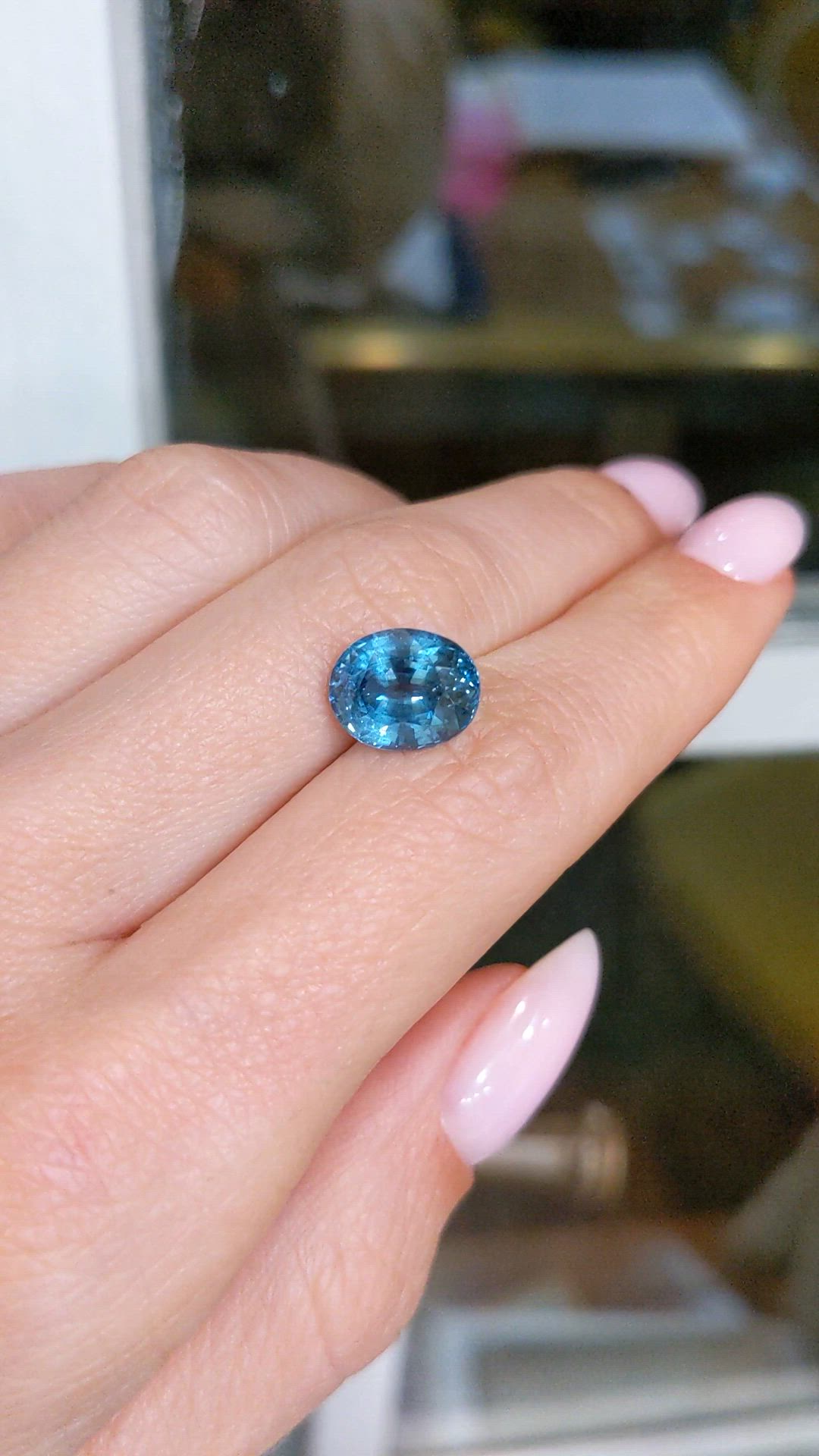 4.46 Ct. Greenish Blue Sapphire from Ceylon (Sri Lanka) Size Video