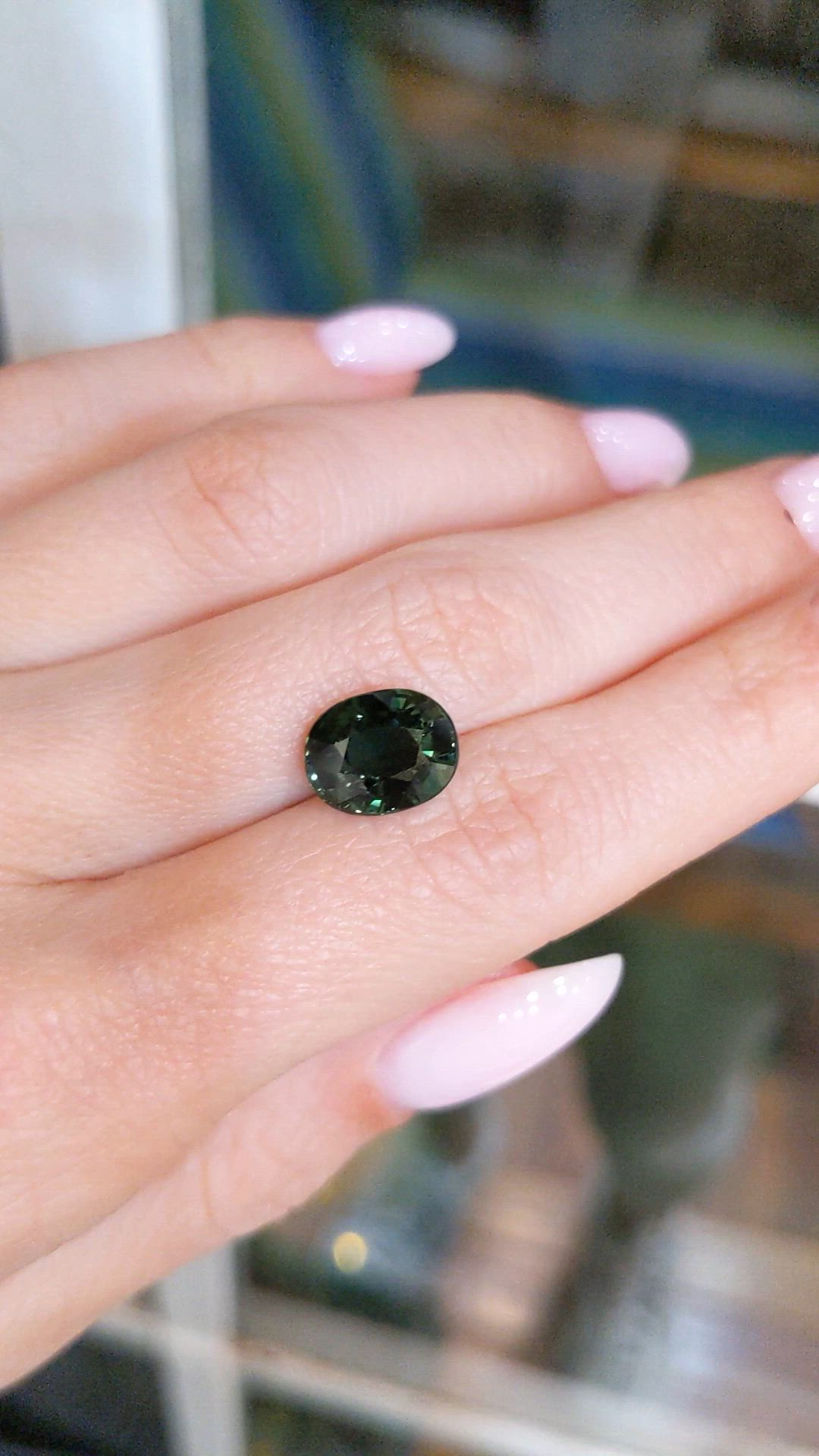 5.05 Ct. Bluish Green Sapphire from Ceylon (Sri Lanka) Size Video