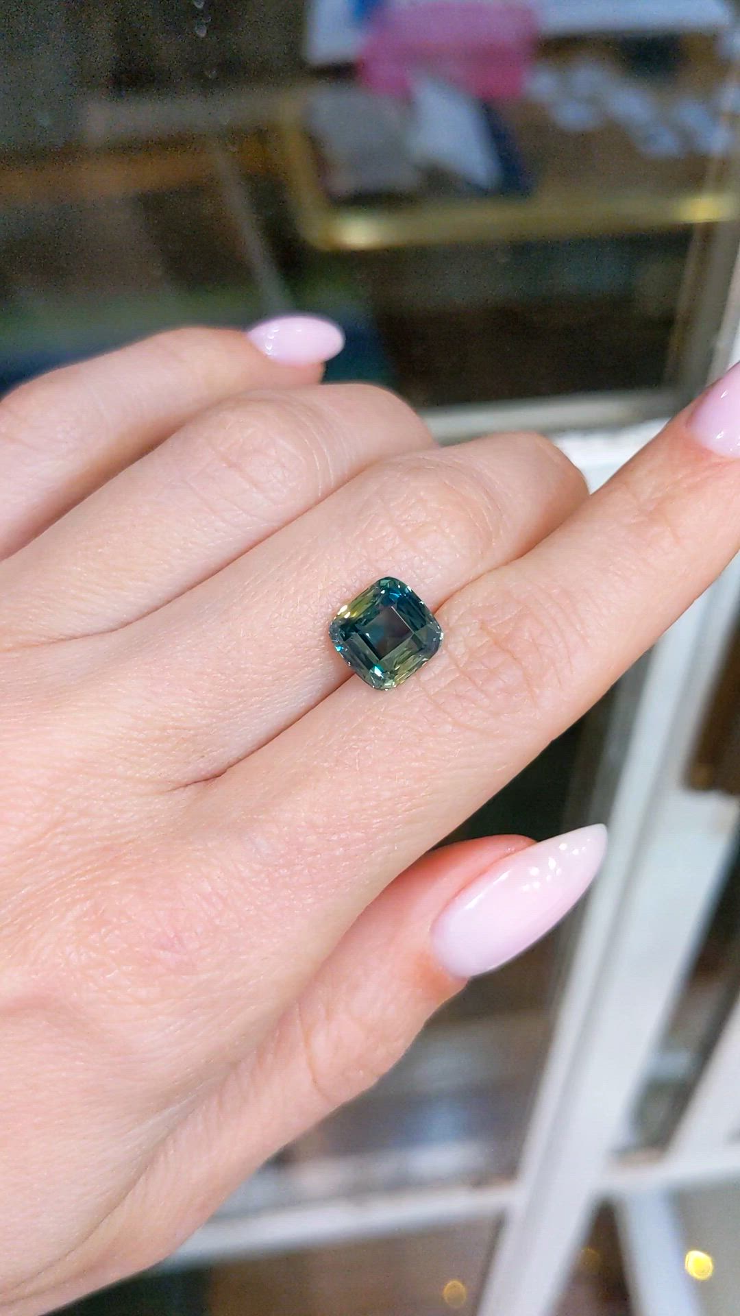 4.51 Ct. Bluish Green Sapphire from Ceylon (Sri Lanka) Size Video