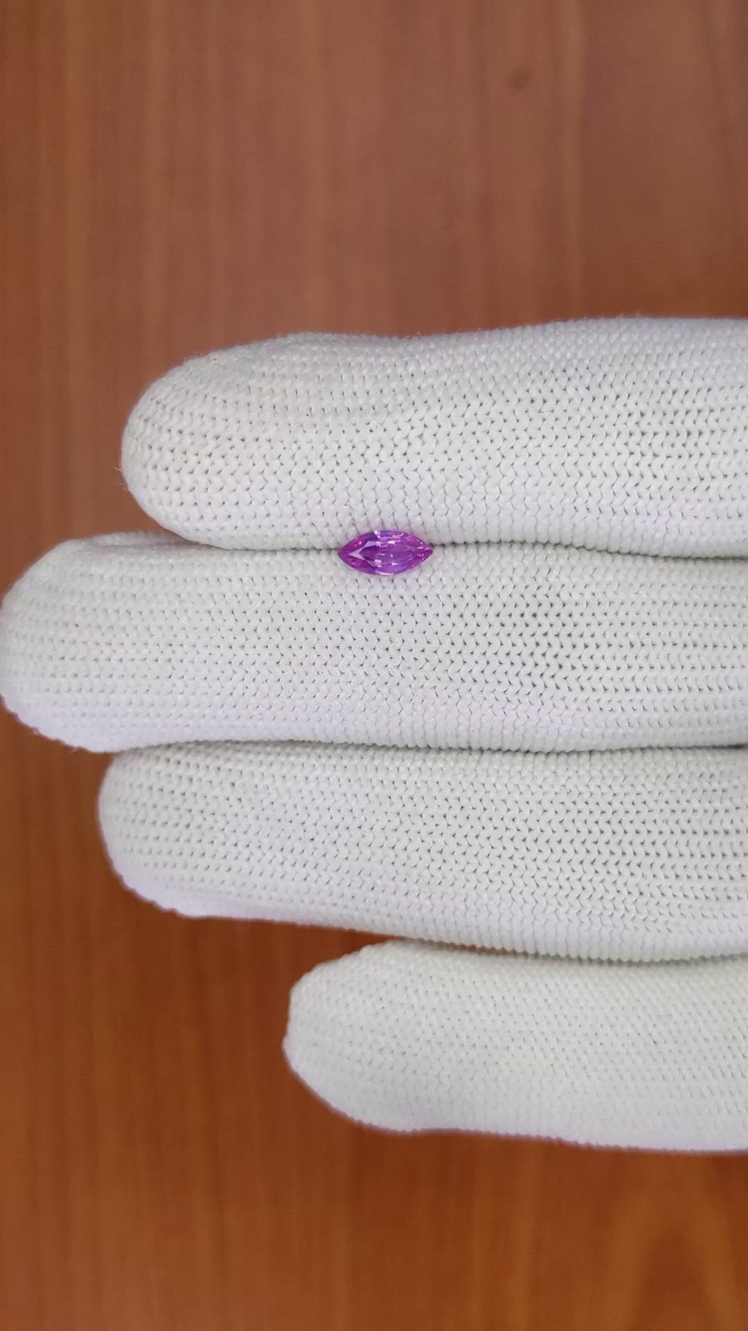 0.48 Ct. Pinkish Purple Sapphire from Ceylon (Sri Lanka) Size Video