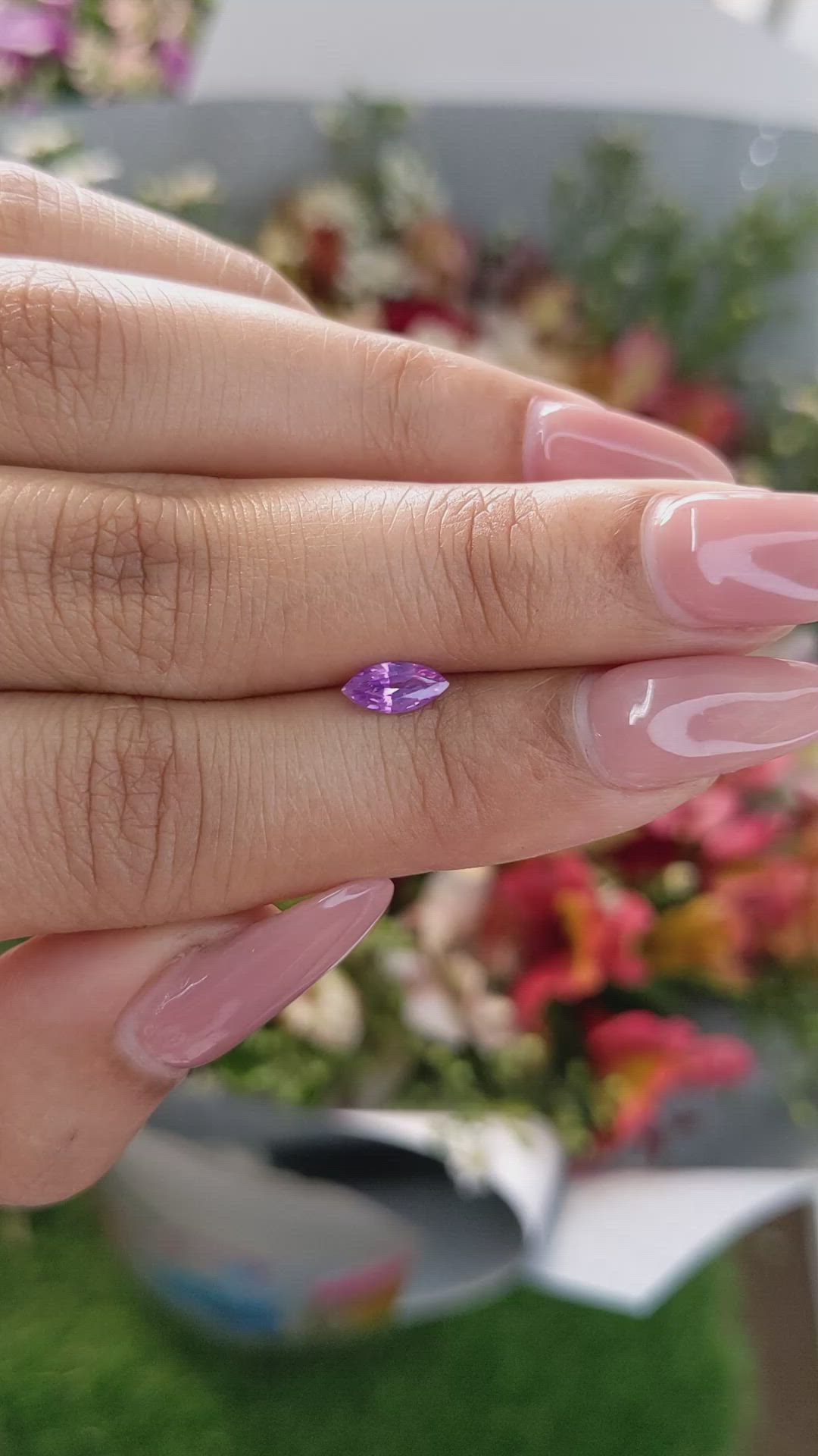 0.48 Ct. Pinkish Purple Sapphire from Ceylon (Sri Lanka) Size Video