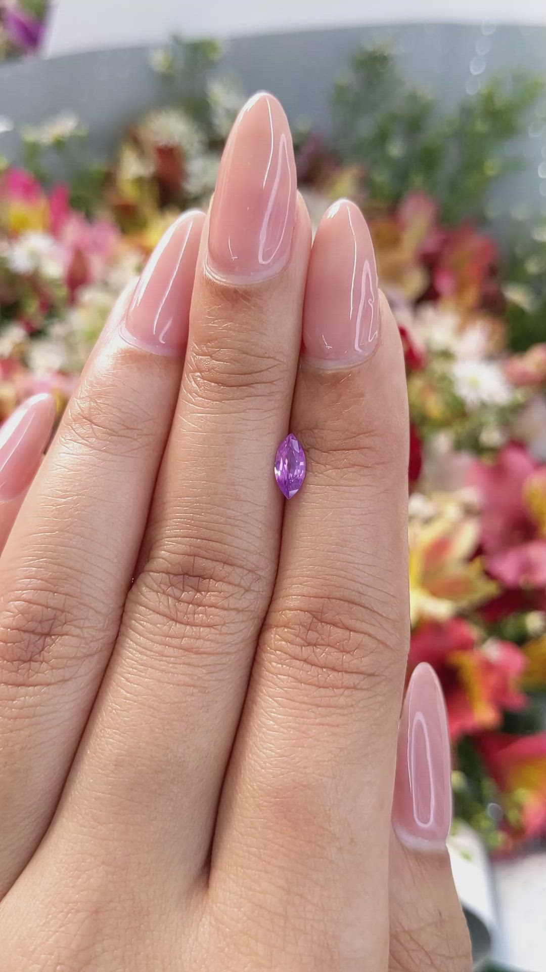 0.48 Ct. Pinkish Purple Sapphire from Ceylon (Sri Lanka) Size Video