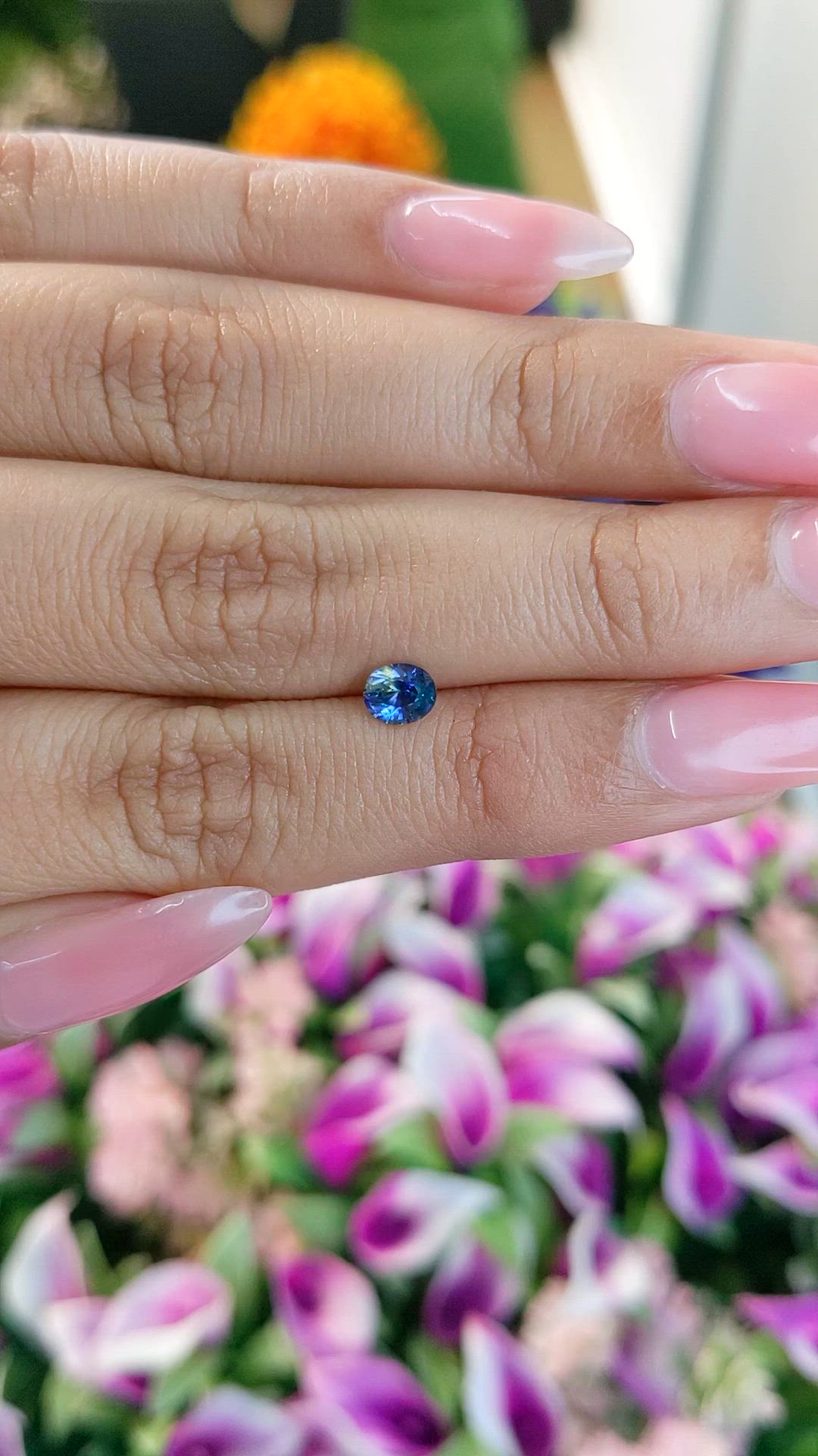 0.57 Ct. Bi Color Sapphire from Ceylon (Sri Lanka) Size Video