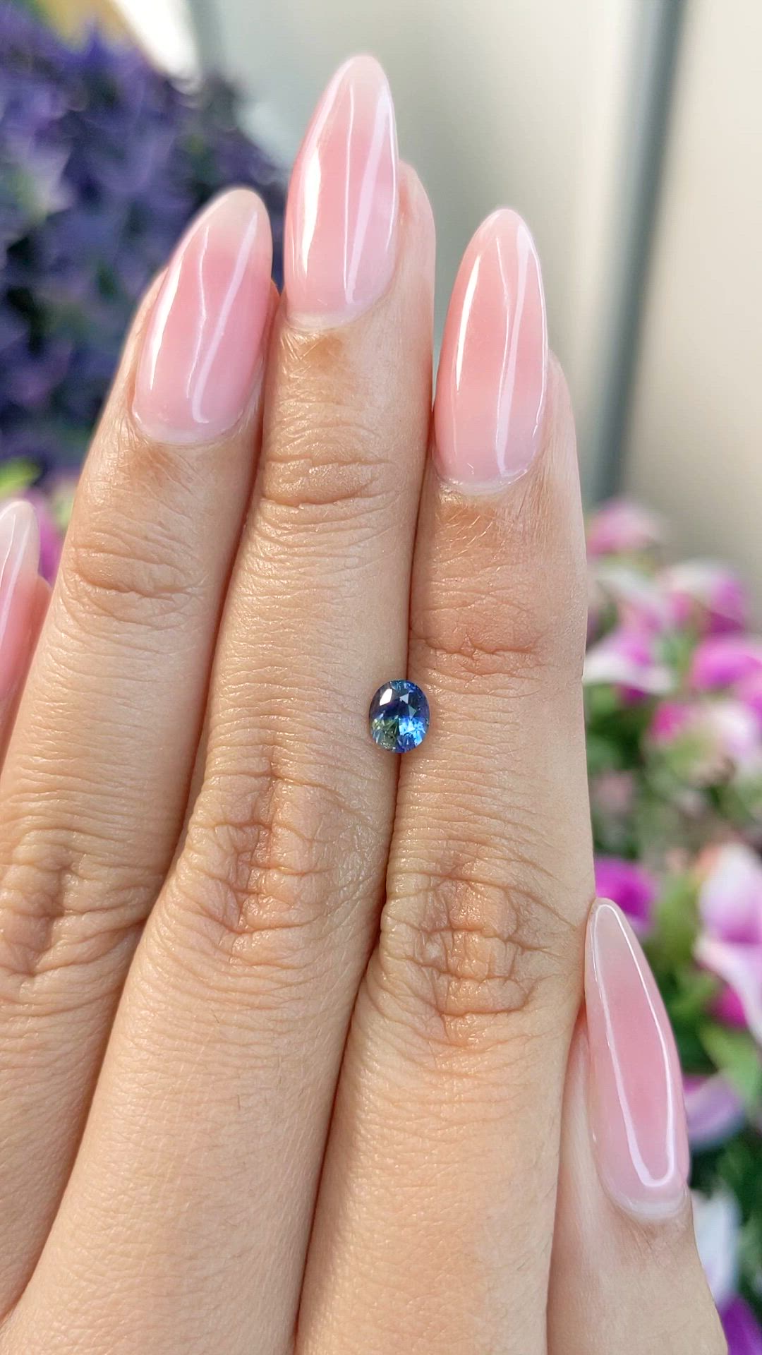 0.57 Ct. Bi Color Sapphire from Ceylon (Sri Lanka) Size Video