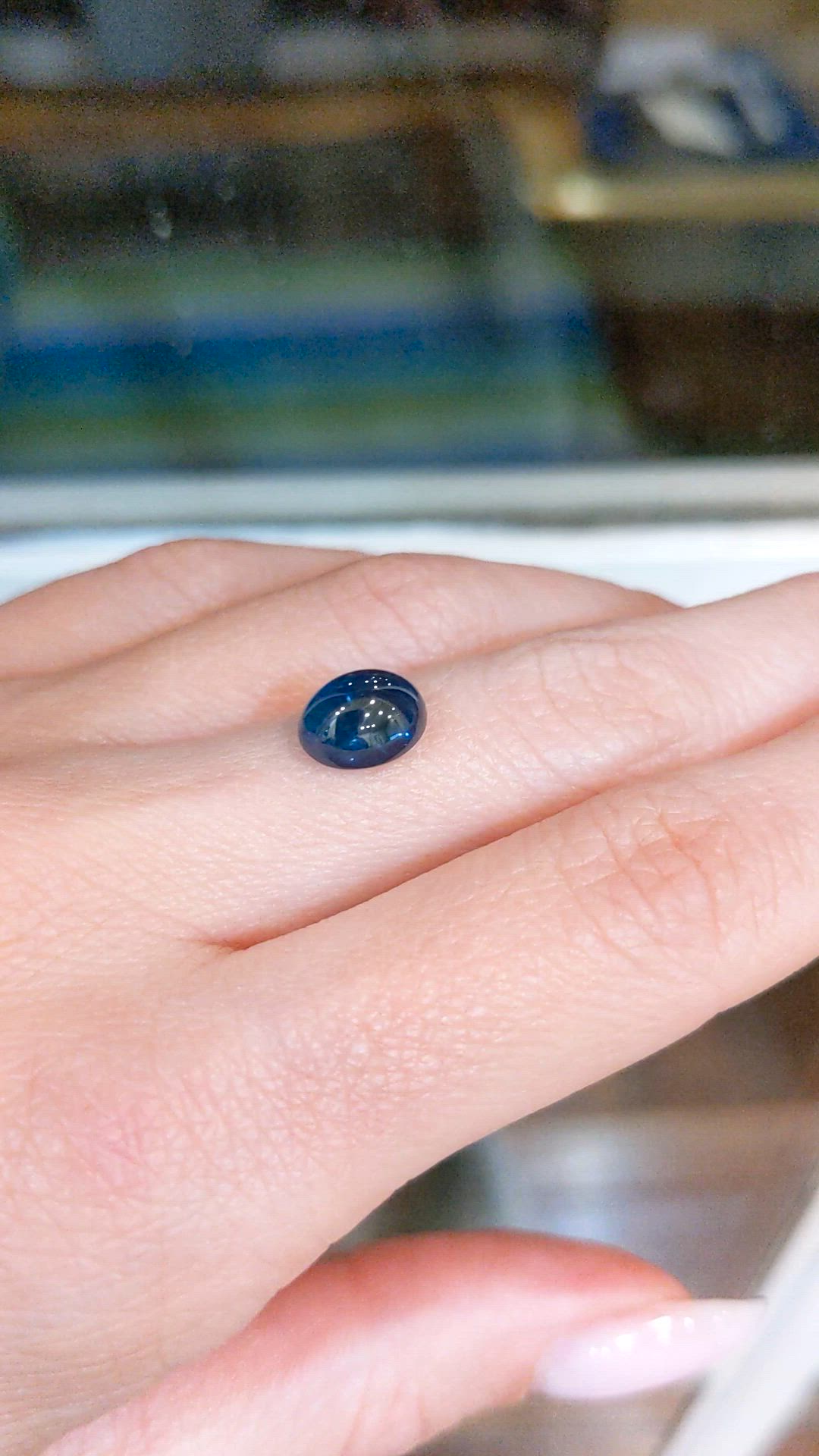 3.66 Ct. Bluish Green Cabochon Sapphire from Ceylon (Sri Lanka) Size Video