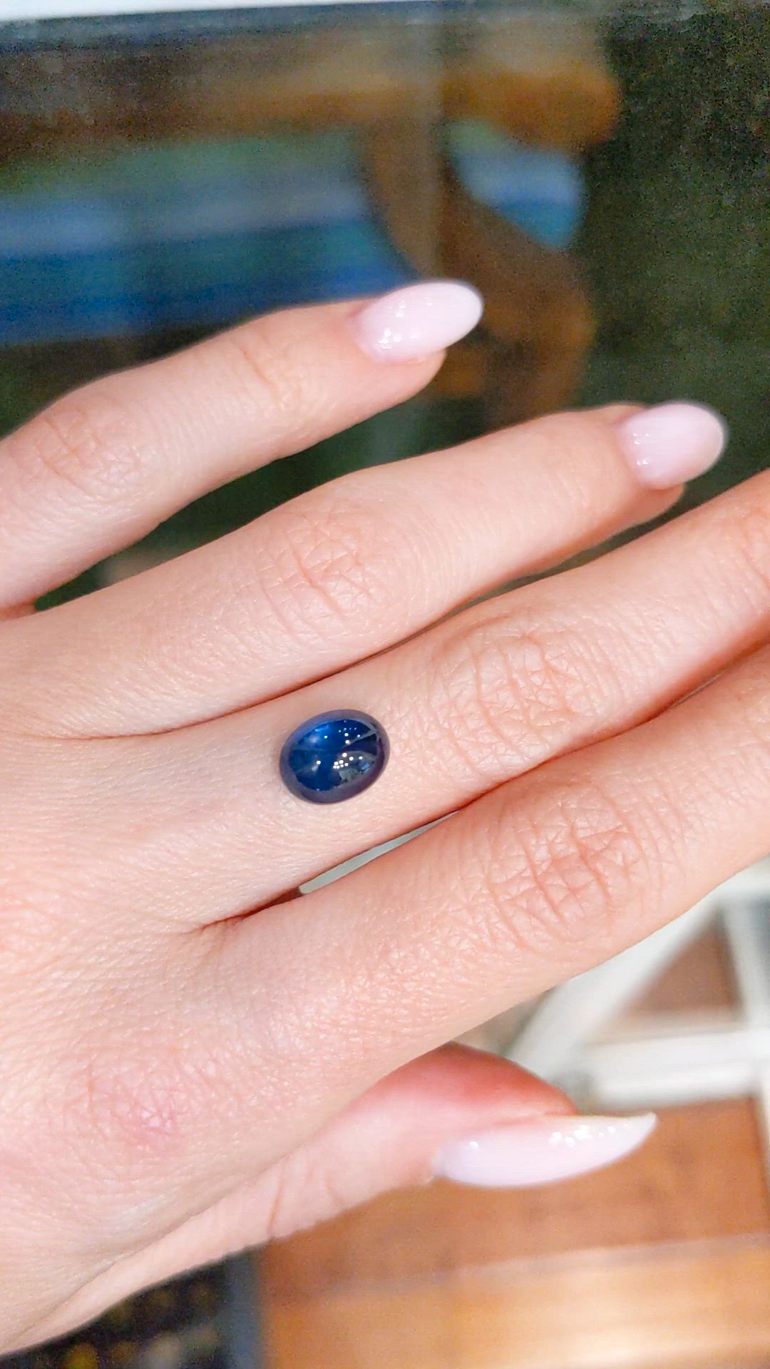 3.02 Ct. Blue Cabochon Sapphire from Ceylon (Sri Lanka) Size Video