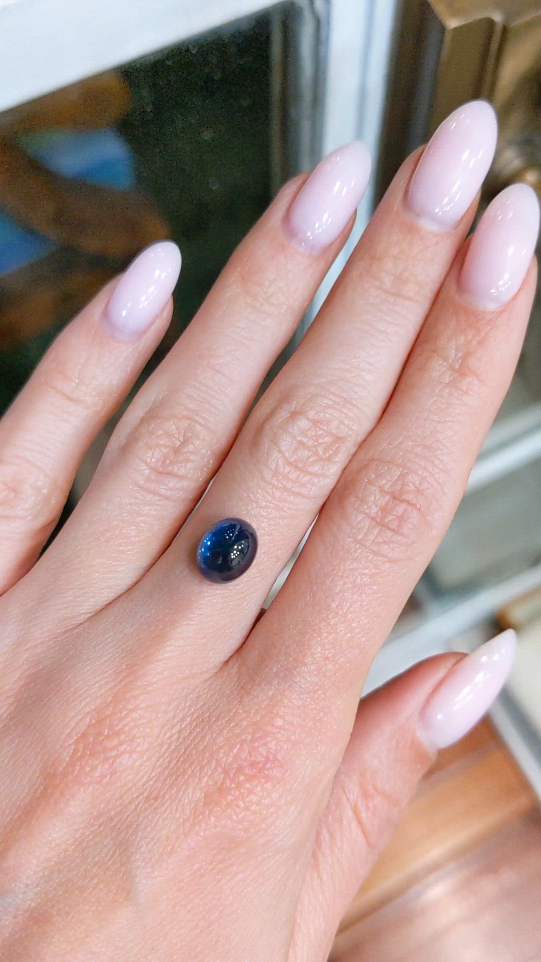3.71 Ct. Blue Cabochon Sapphire from Ceylon (Sri Lanka) Size Video