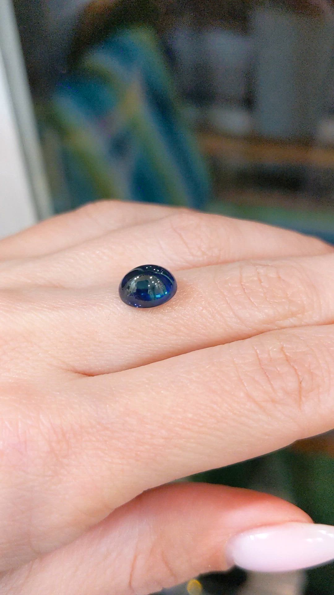 3.71 Ct. Blue Cabochon Sapphire from Ceylon (Sri Lanka) Size Video