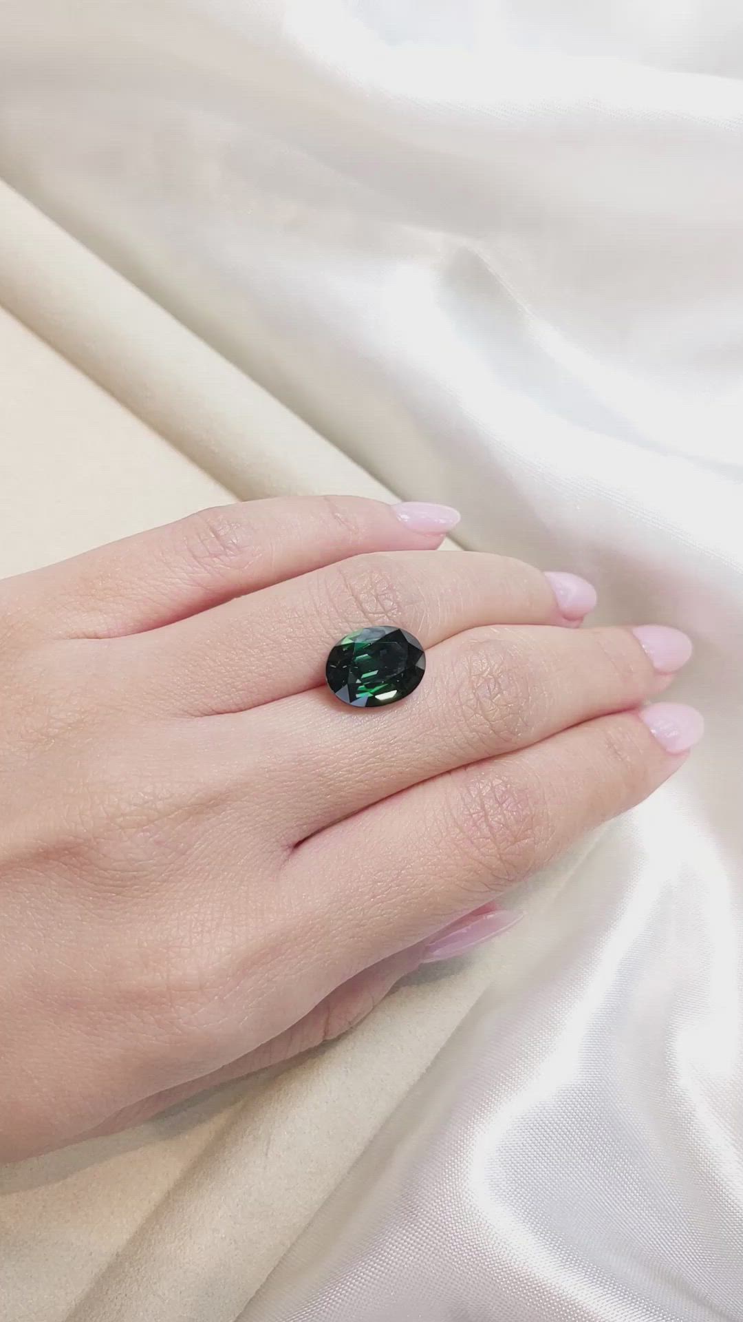 8.09 Ct. Bluish Green Sapphire from Madagascar Size Video