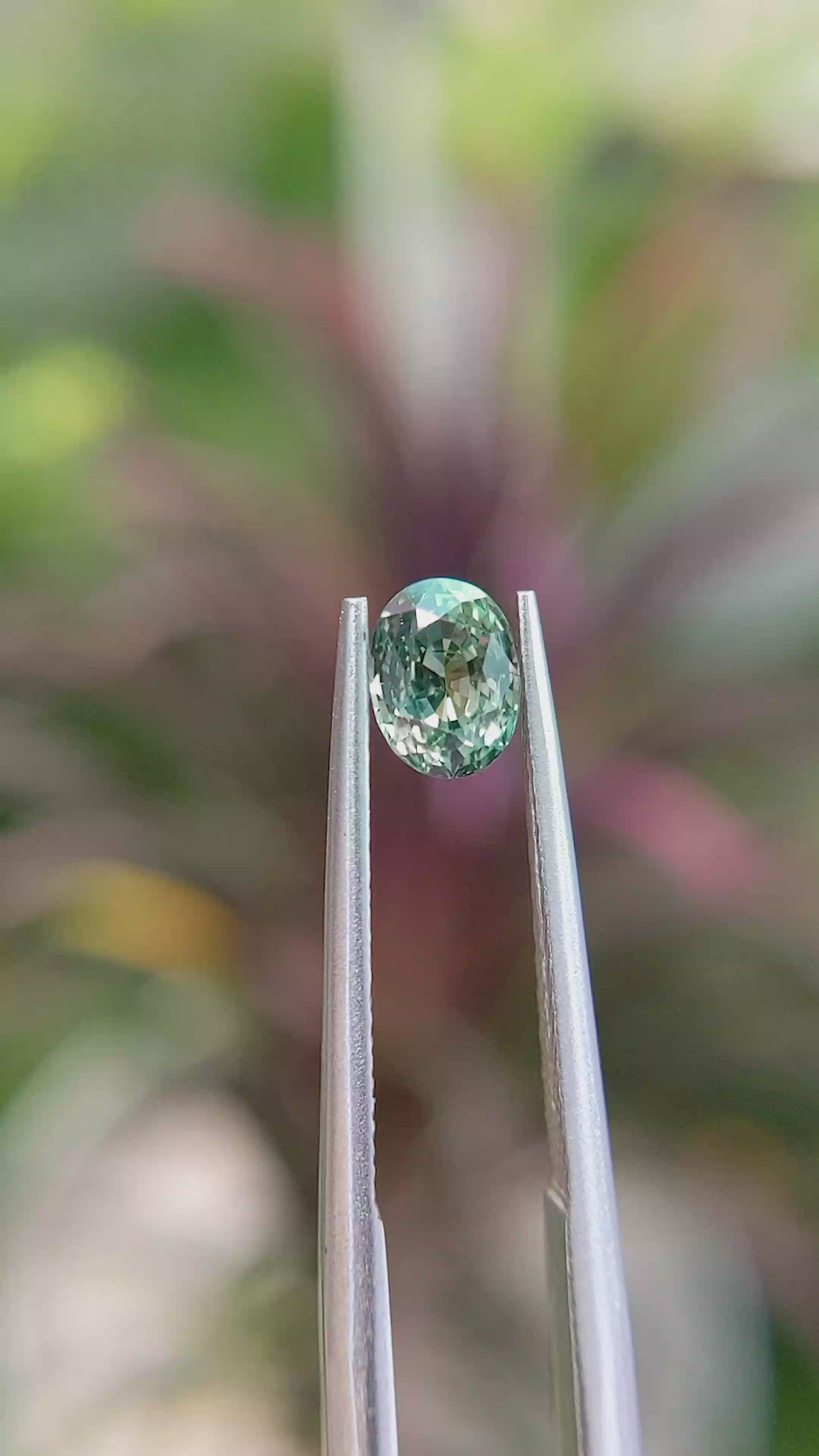 0.82 Ct. Bluish Green Sapphire from Africa Size Video