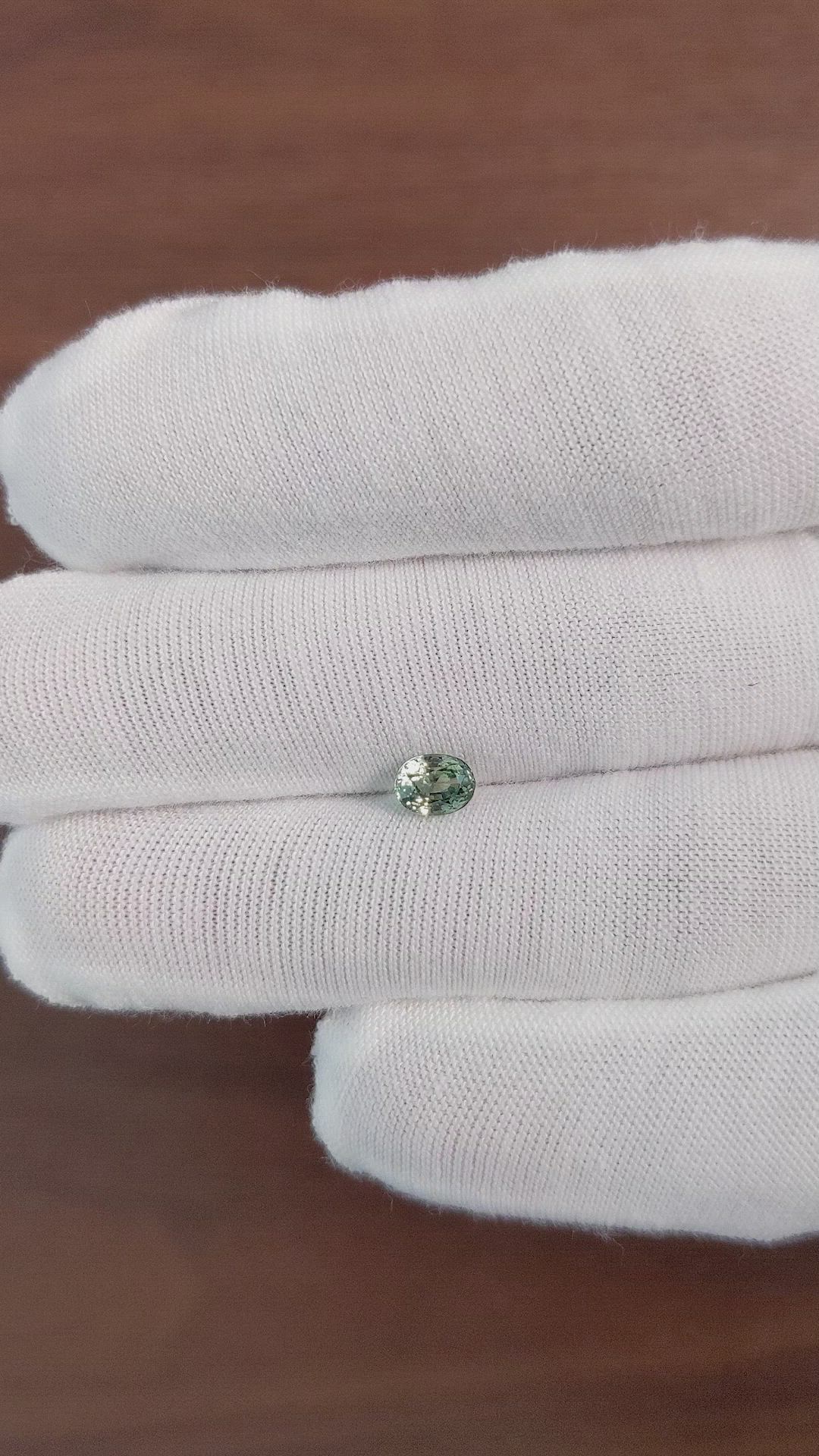 0.82 Ct. Bluish Green Sapphire from Africa Size Video