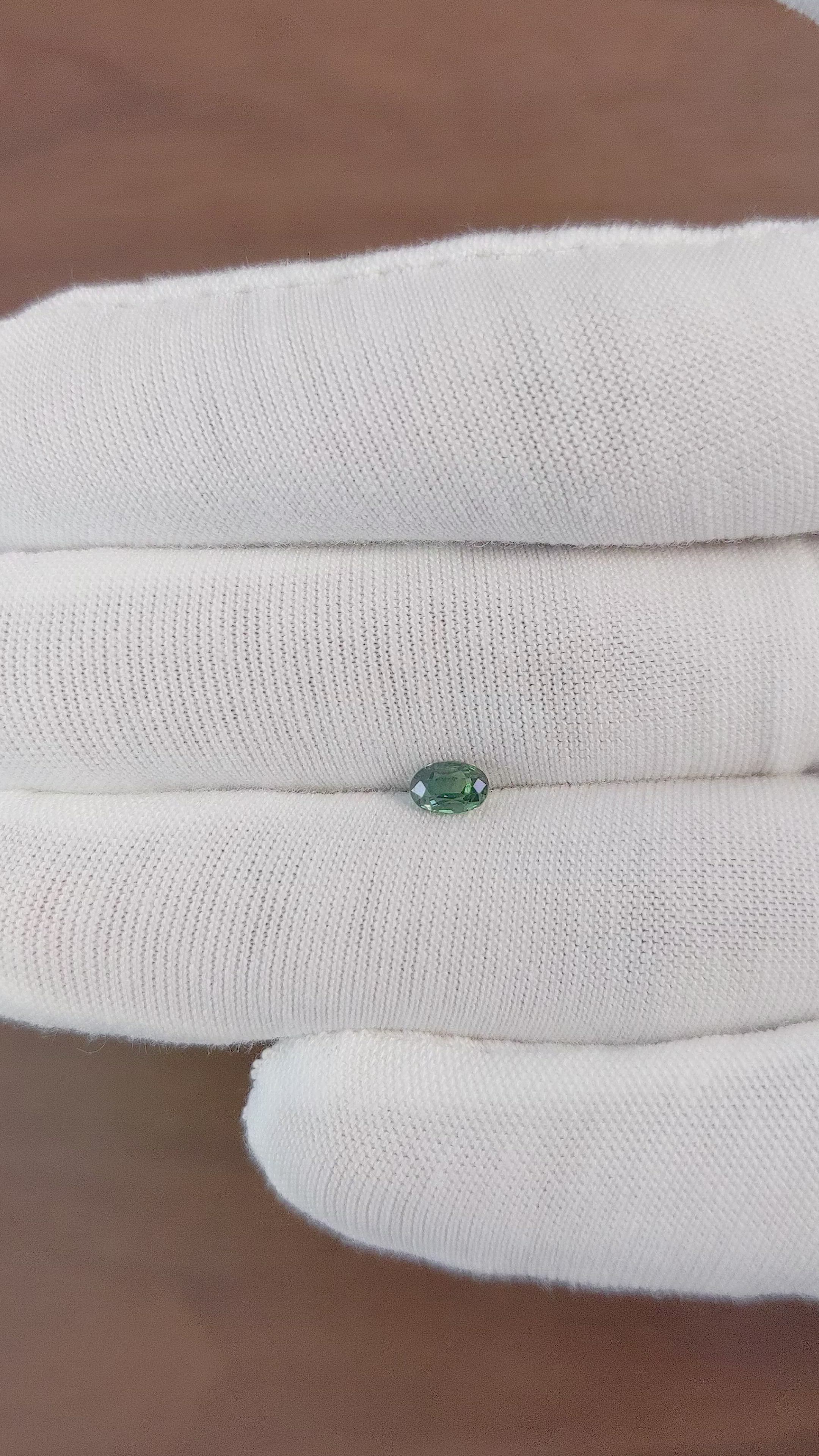 0.43 Ct. Green Sapphire from Africa Size Video