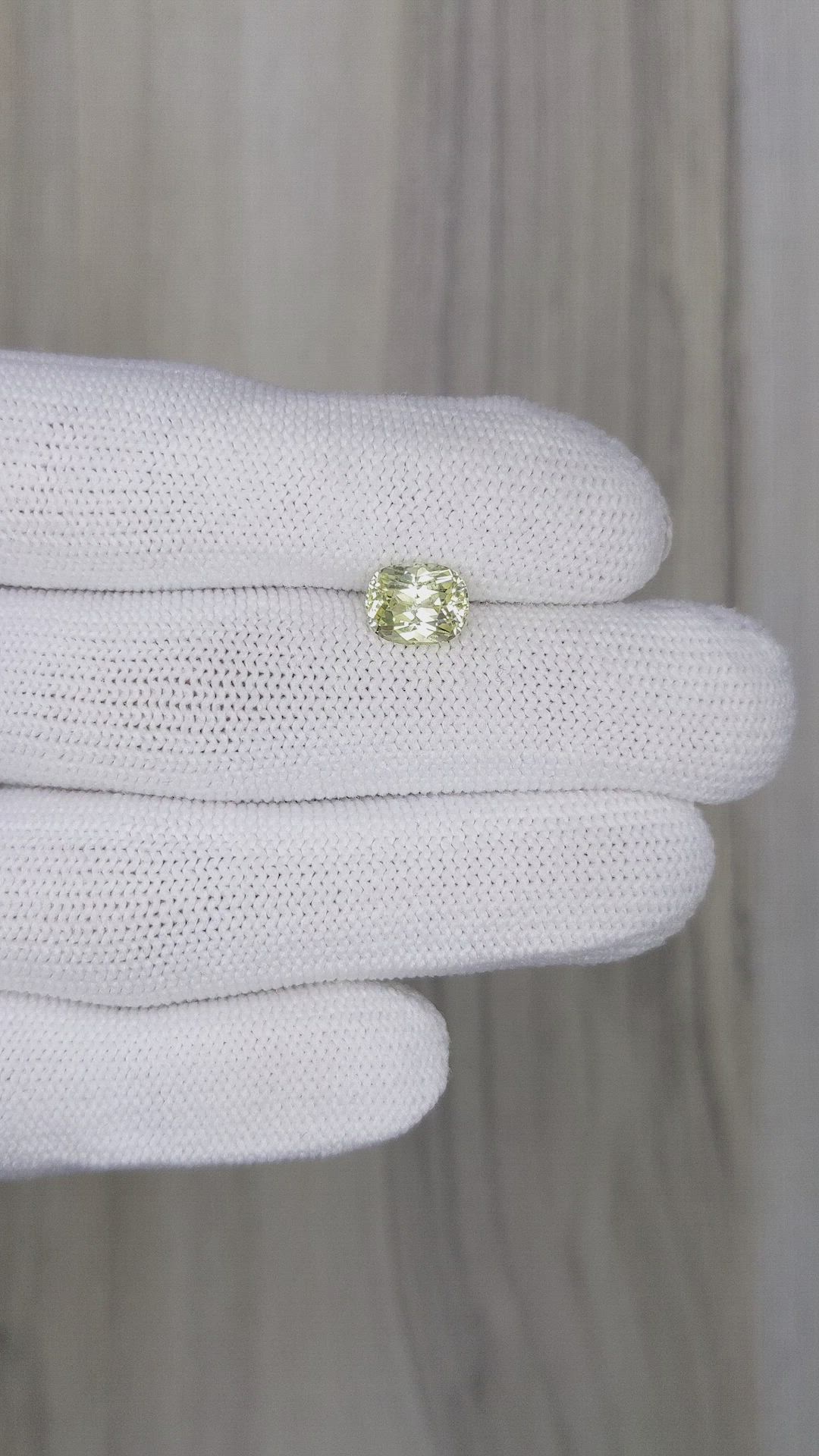 2.08 Ct. Greenish Yellow Sapphire from Ceylon (Sri Lanka) Size Video