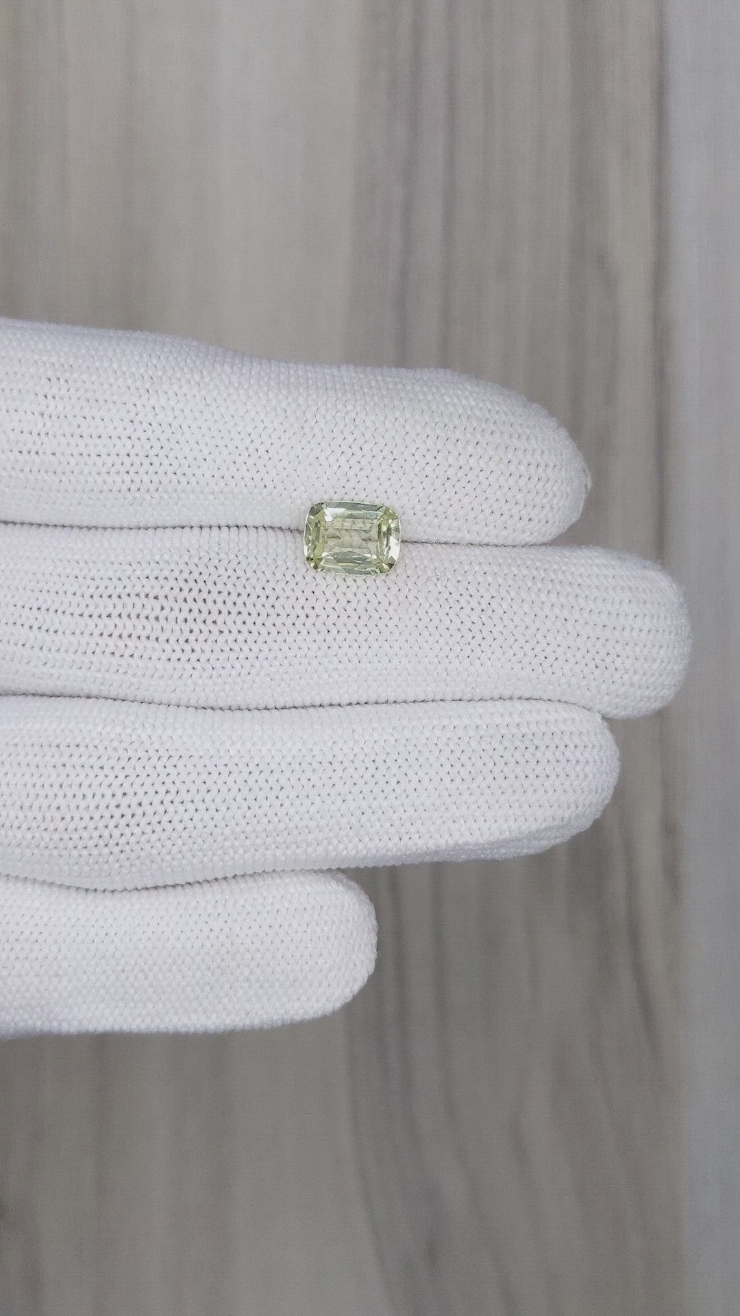 2.24 Ct. Yellowish Green Sapphire from Ceylon (Sri Lanka) Size Video