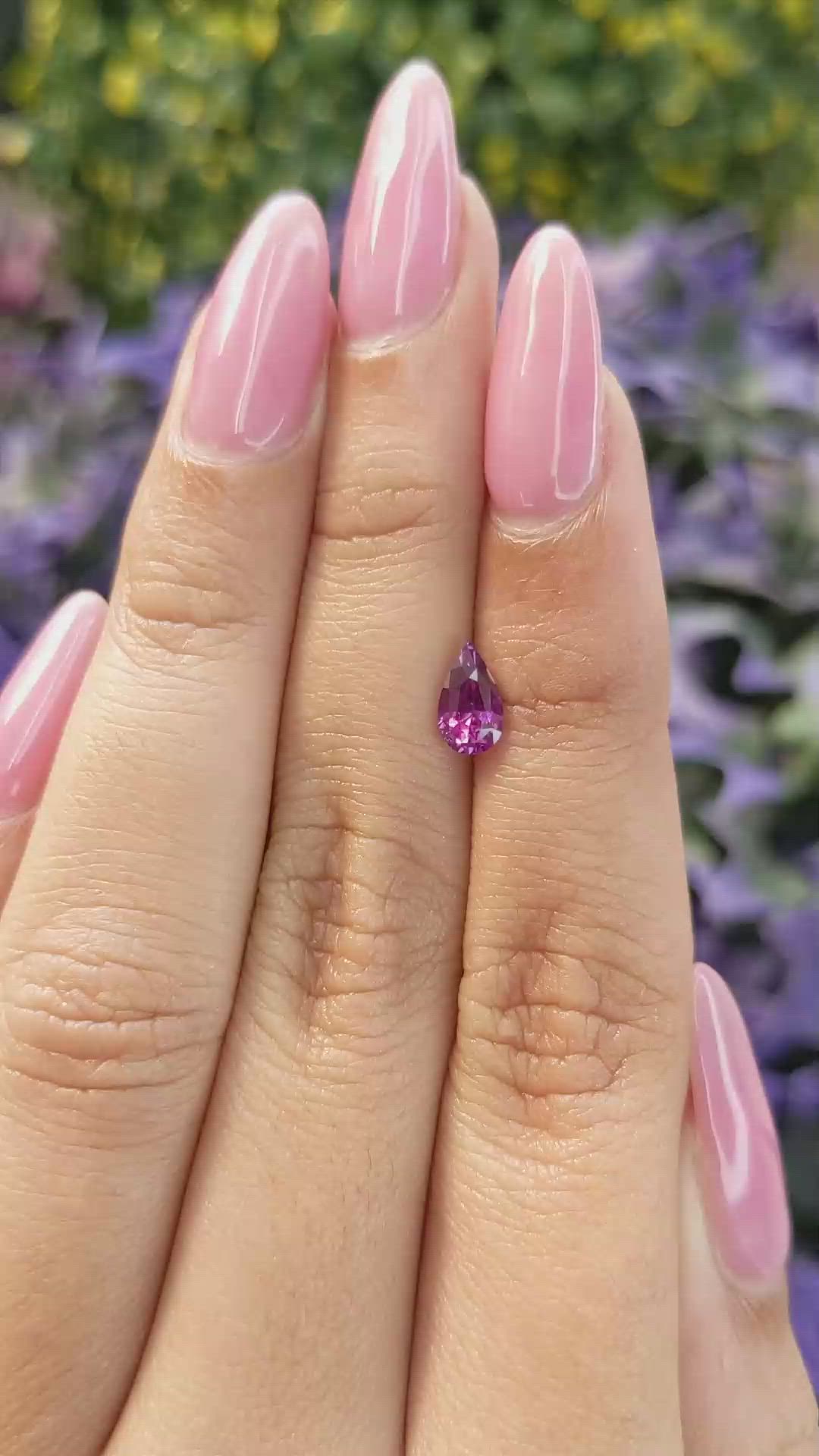 0.79 Ct. Pinkish Purple Sapphire from Ceylon (Sri Lanka) Size Video