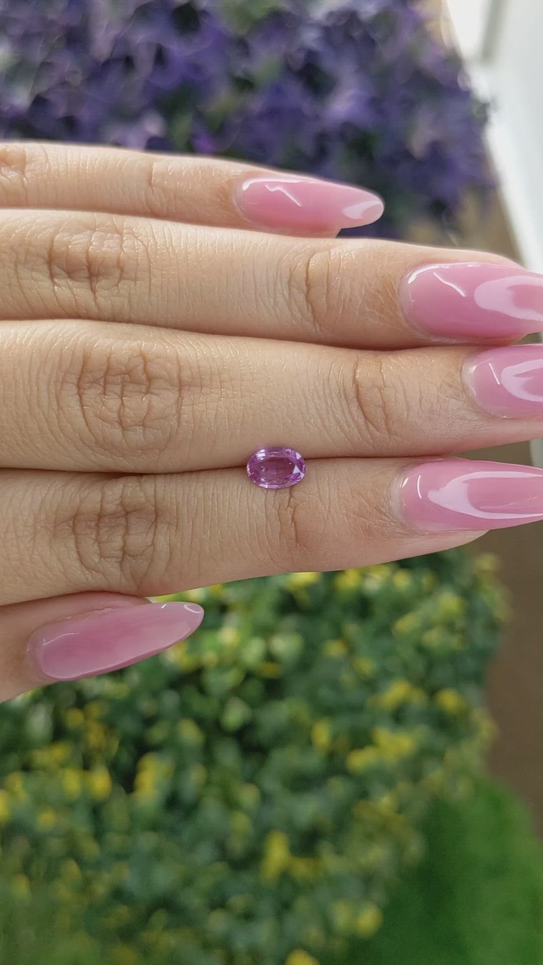0.61 Ct. Pinkish Purple Sapphire from Ceylon (Sri Lanka) Size Video