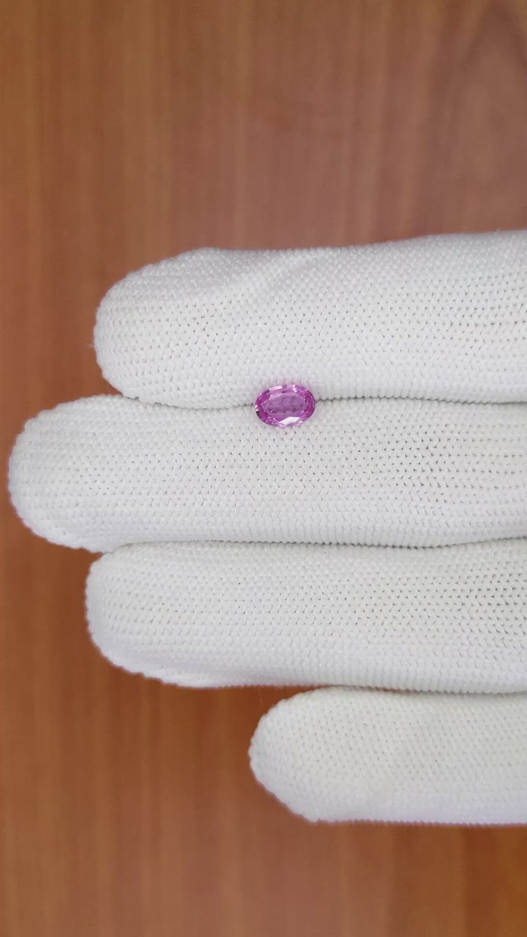 0.61 Ct. Pinkish Purple Sapphire from Ceylon (Sri Lanka) Size Video