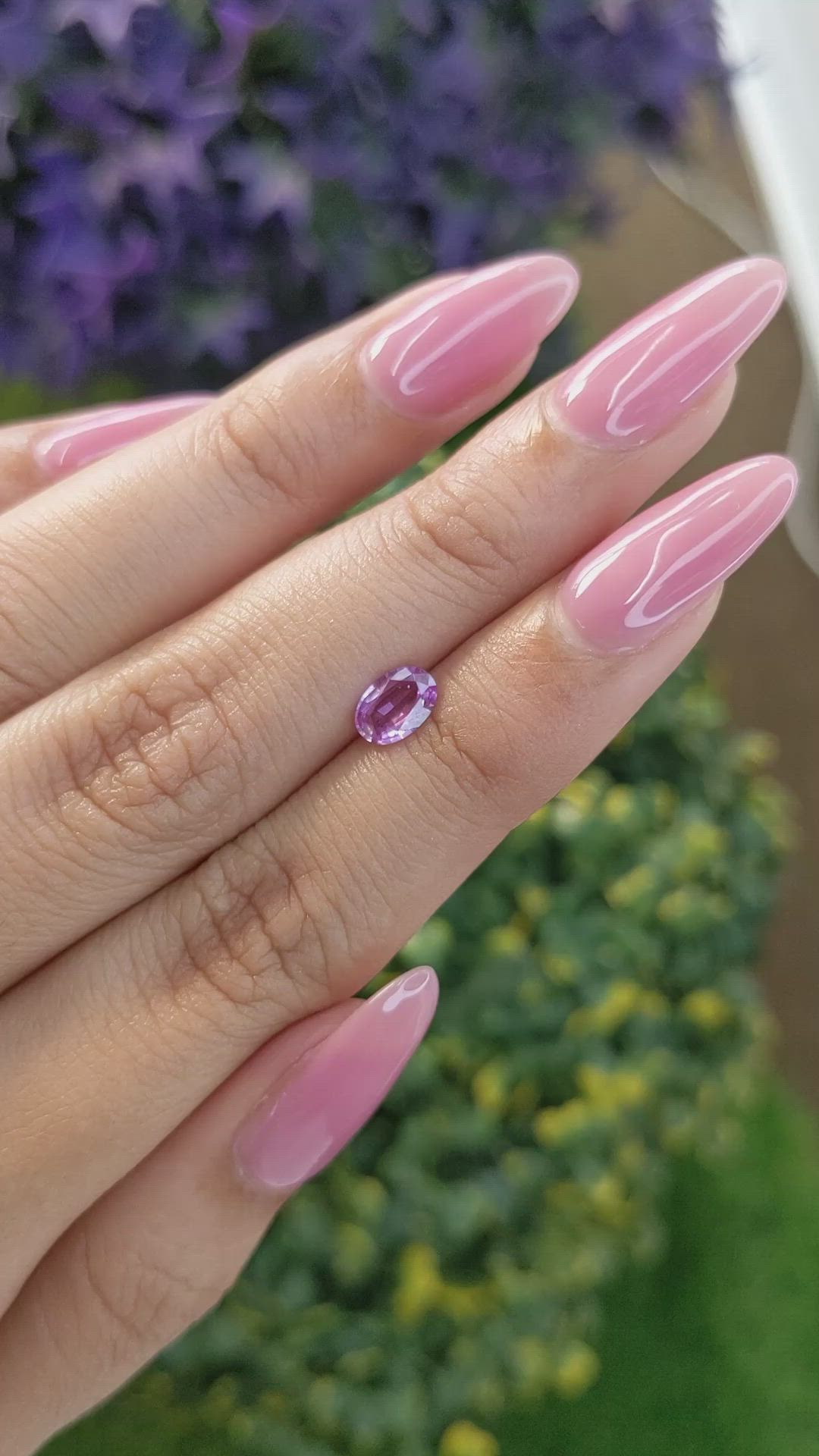 0.61 Ct. Pinkish Purple Sapphire from Ceylon (Sri Lanka) Size Video