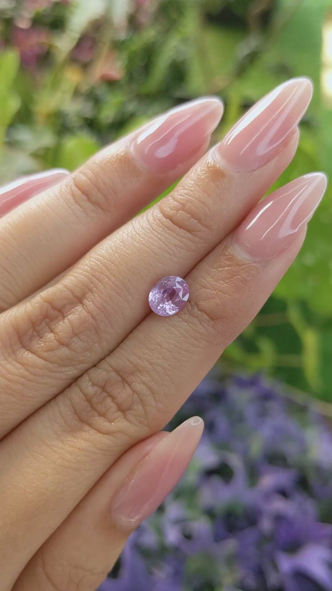 1.57 Ct. Pinkish Purple Sapphire from Ceylon (Sri Lanka) Size Video