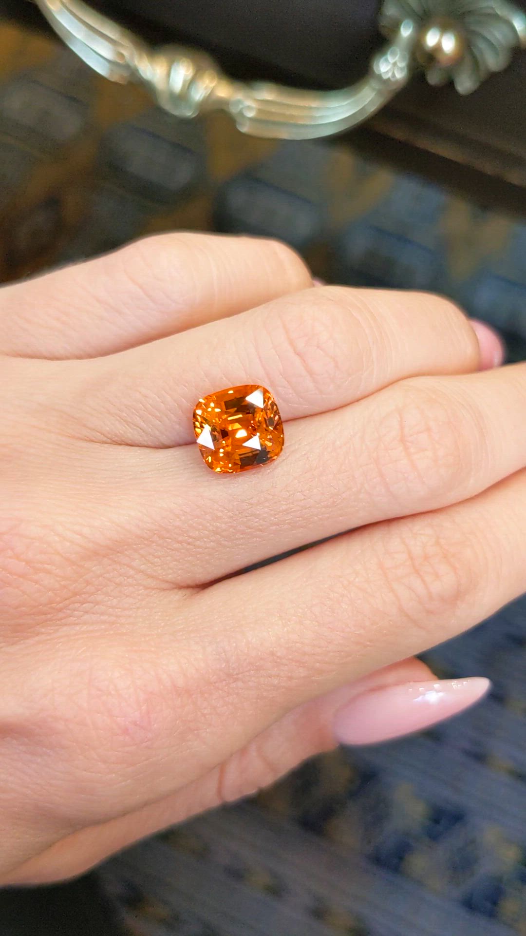 5.06 Ct. Orange Sapphire from Ceylon (Sri Lanka) Size Video