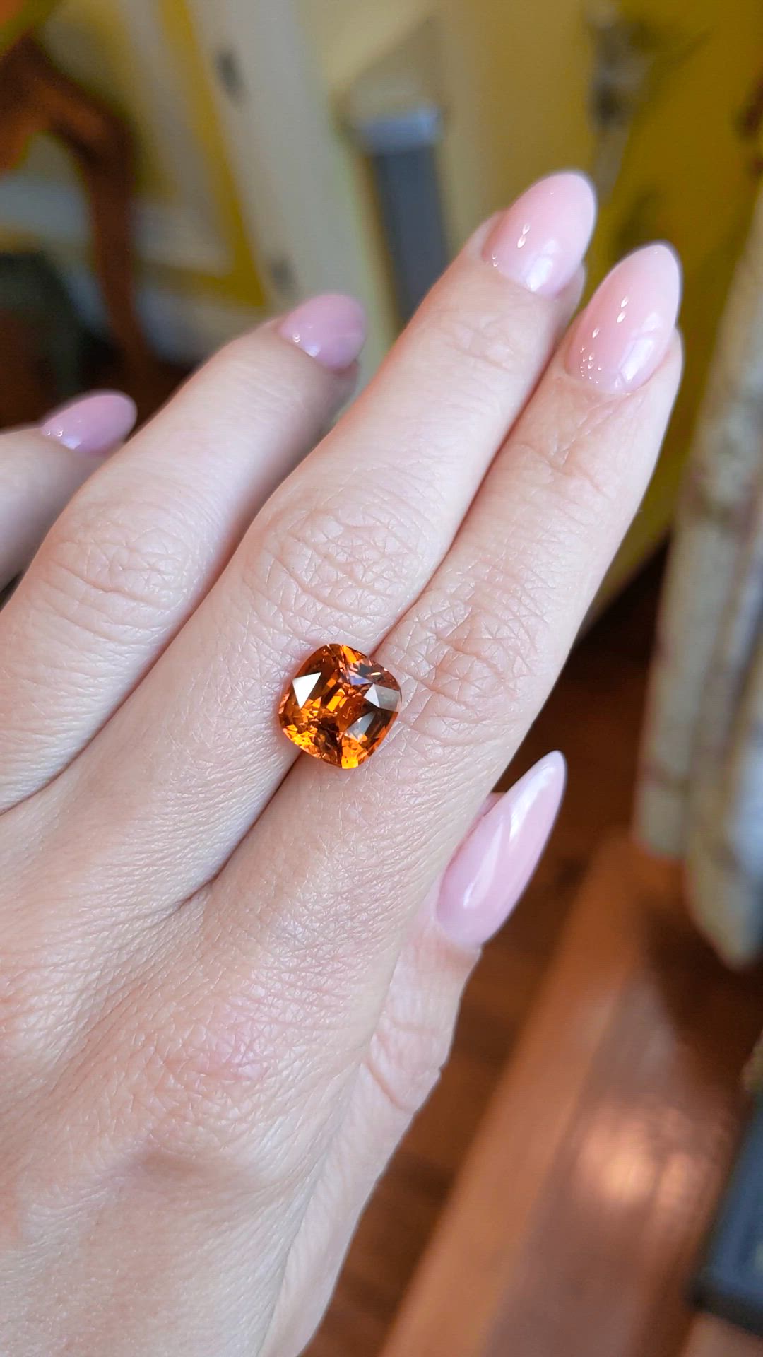 5.06 Ct. Orange Sapphire from Ceylon (Sri Lanka) Size Video