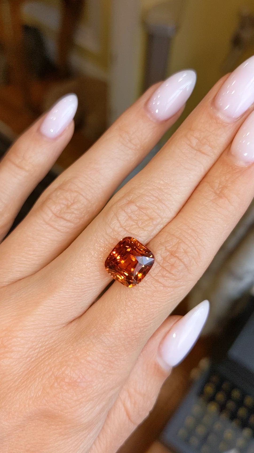 10.52 Ct. Orange Sapphire from Ceylon (Sri Lanka) Size Video