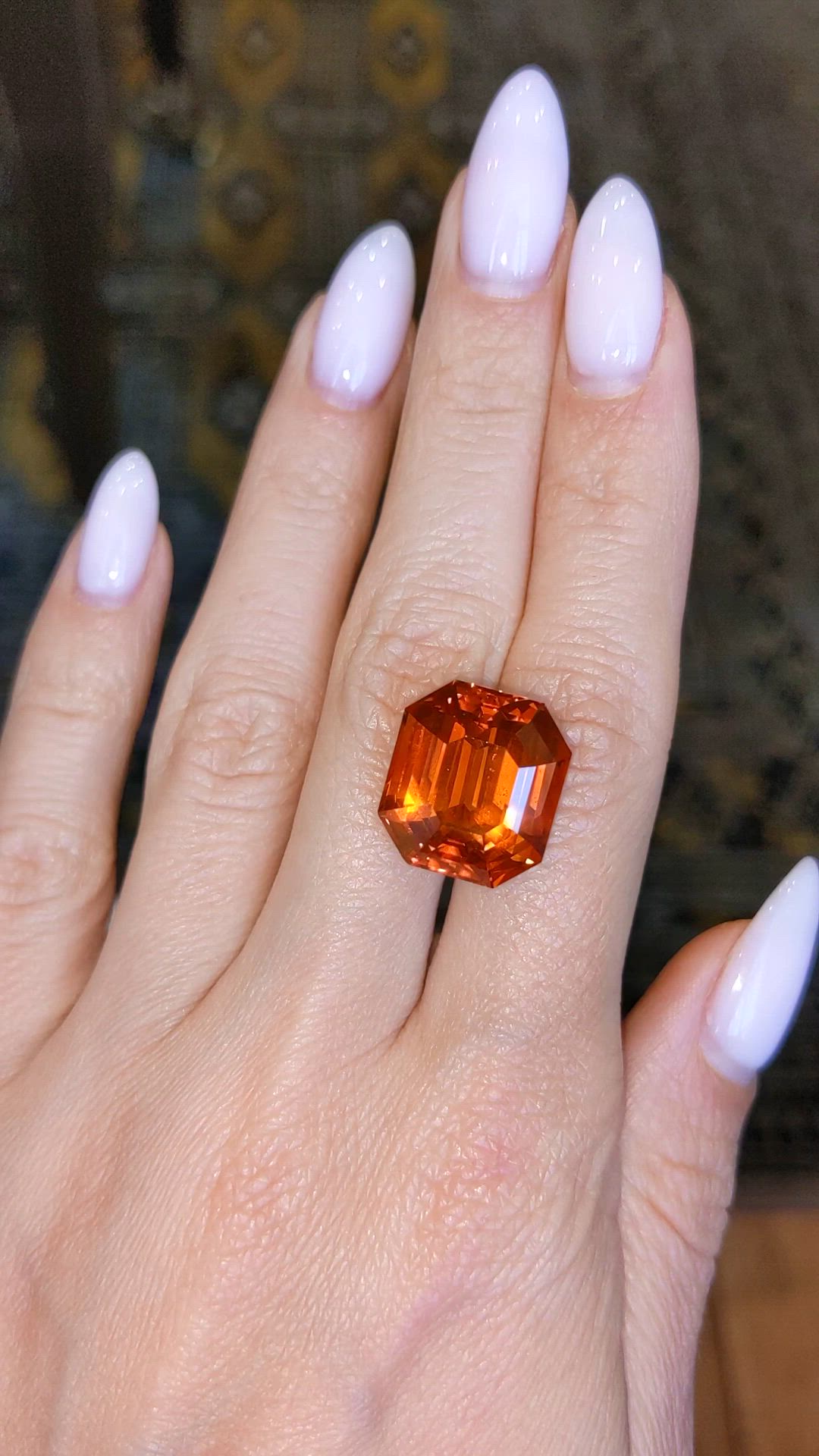 23.62 Ct. Orange Sapphire from Ceylon (Sri Lanka) Size Video