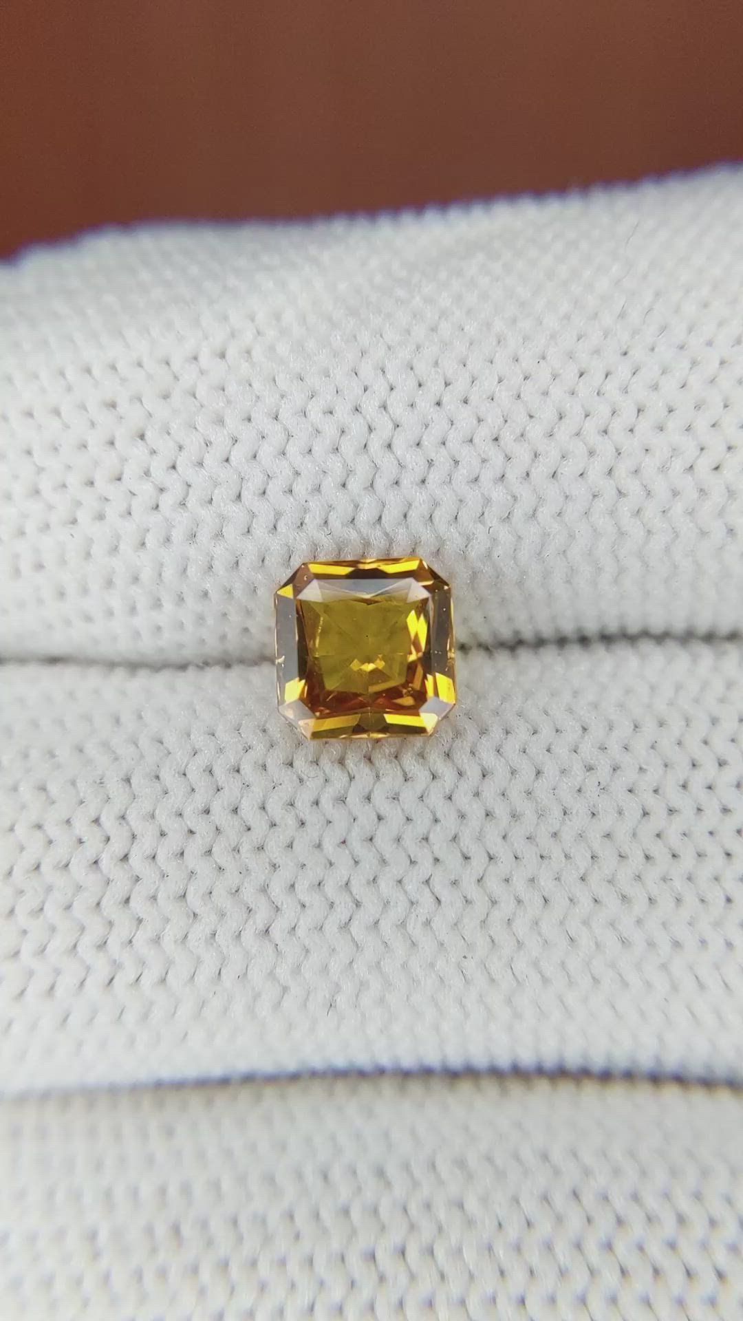 1.60 Ct. Yellowish Orange Sapphire from Ceylon (Sri Lanka) Size Video