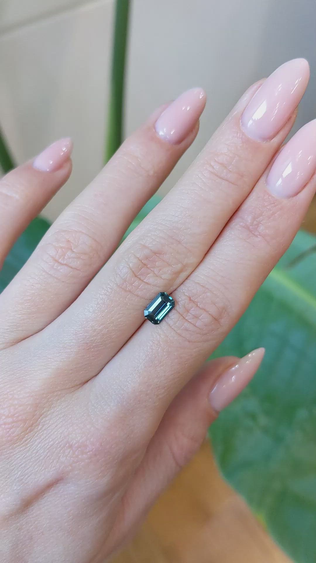0.92 Ct. Bluish Green Sapphire from Madagascar Size Video