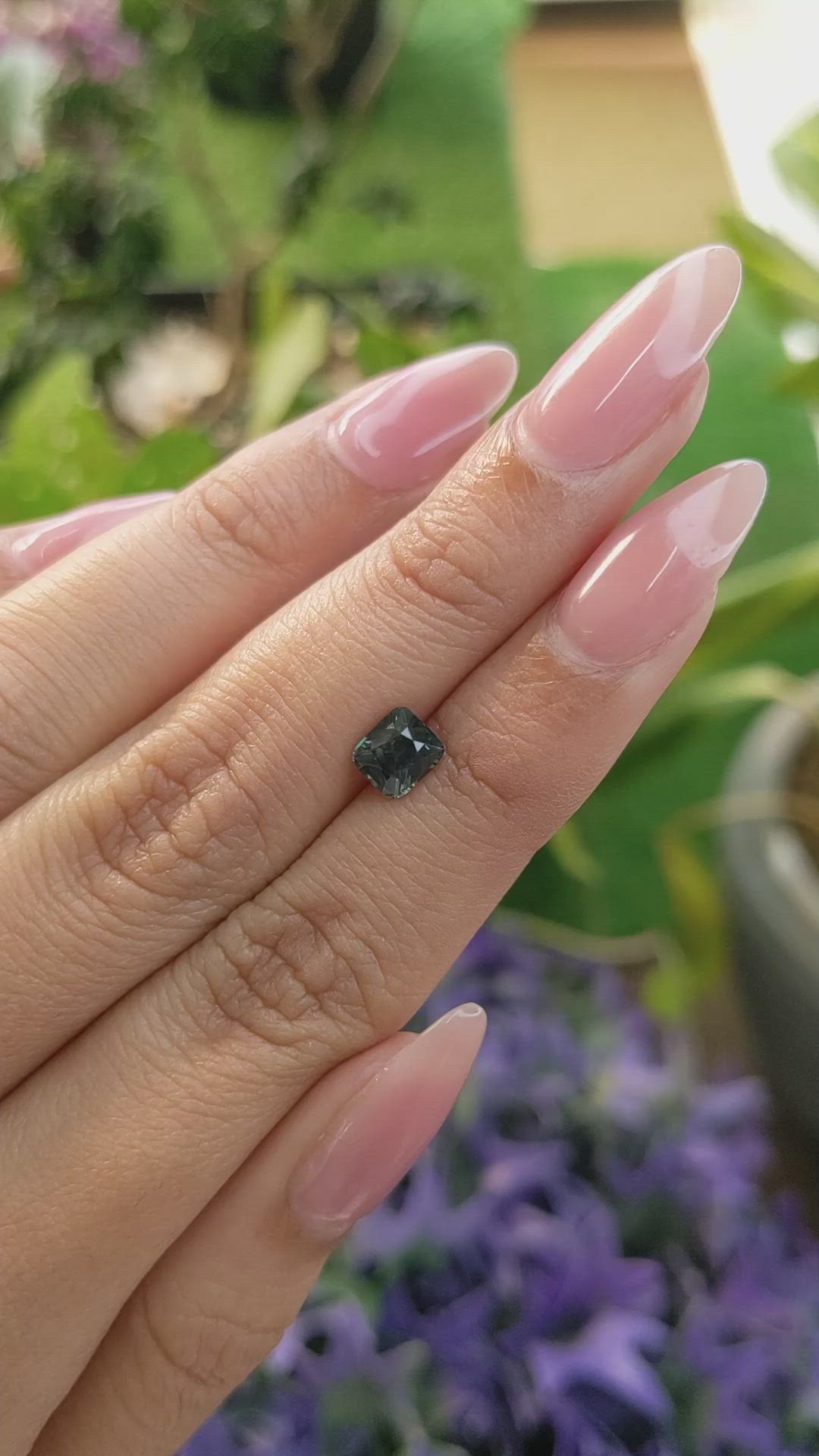 1.14 Ct. Bluish Green Sapphire from Madagascar Size Video