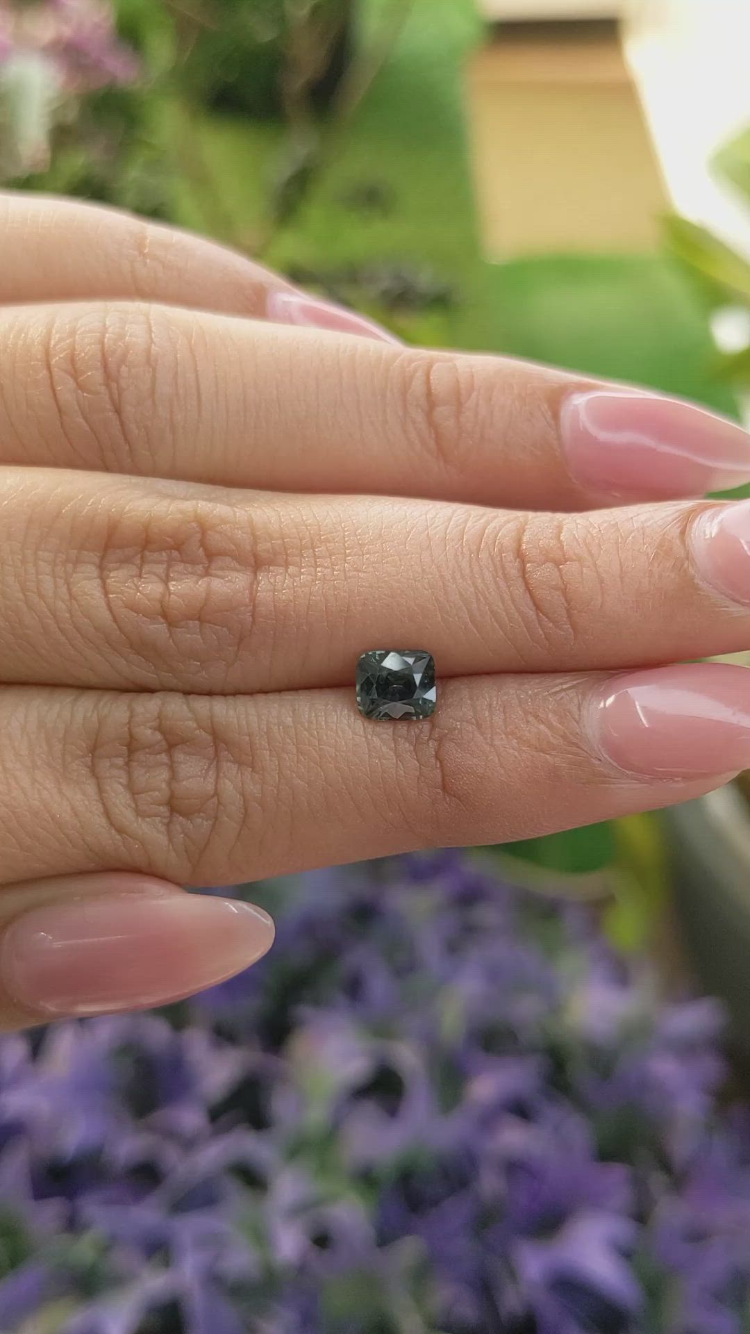 1.14 Ct. Bluish Green Sapphire from Madagascar Size Video