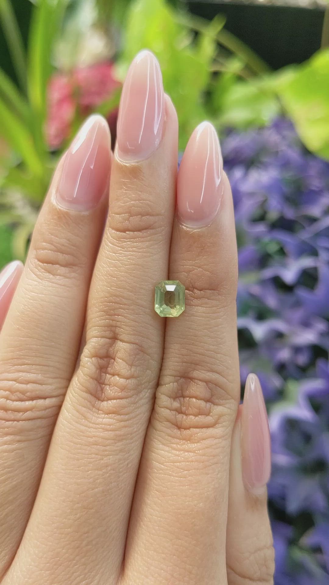 1.23 Ct. Yellowish Green Sapphire from Madagascar Size Video