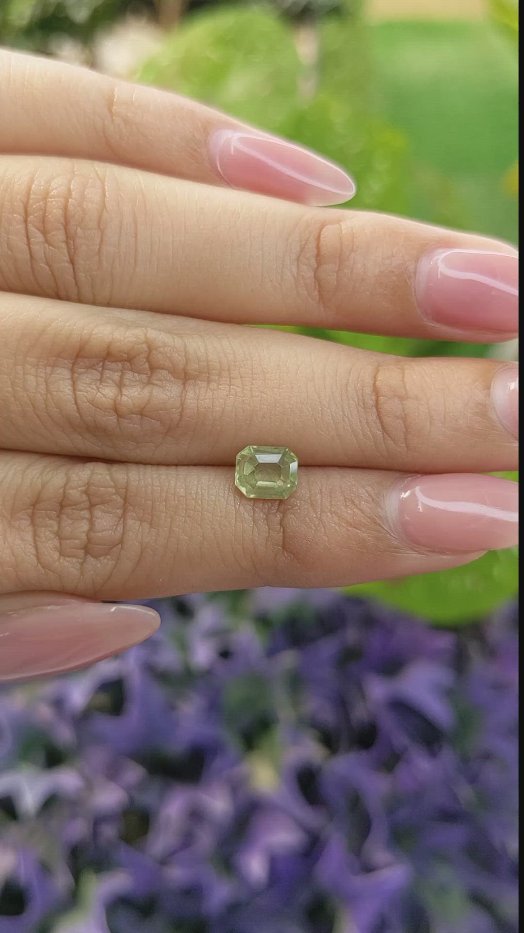 1.23 Ct. Yellowish Green Sapphire from Madagascar Size Video