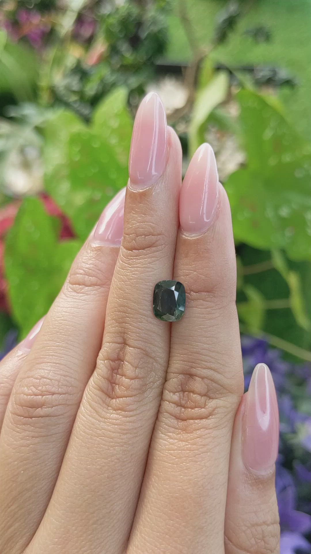 2.03 Ct. Bluish Green Sapphire from Madagascar Size Video