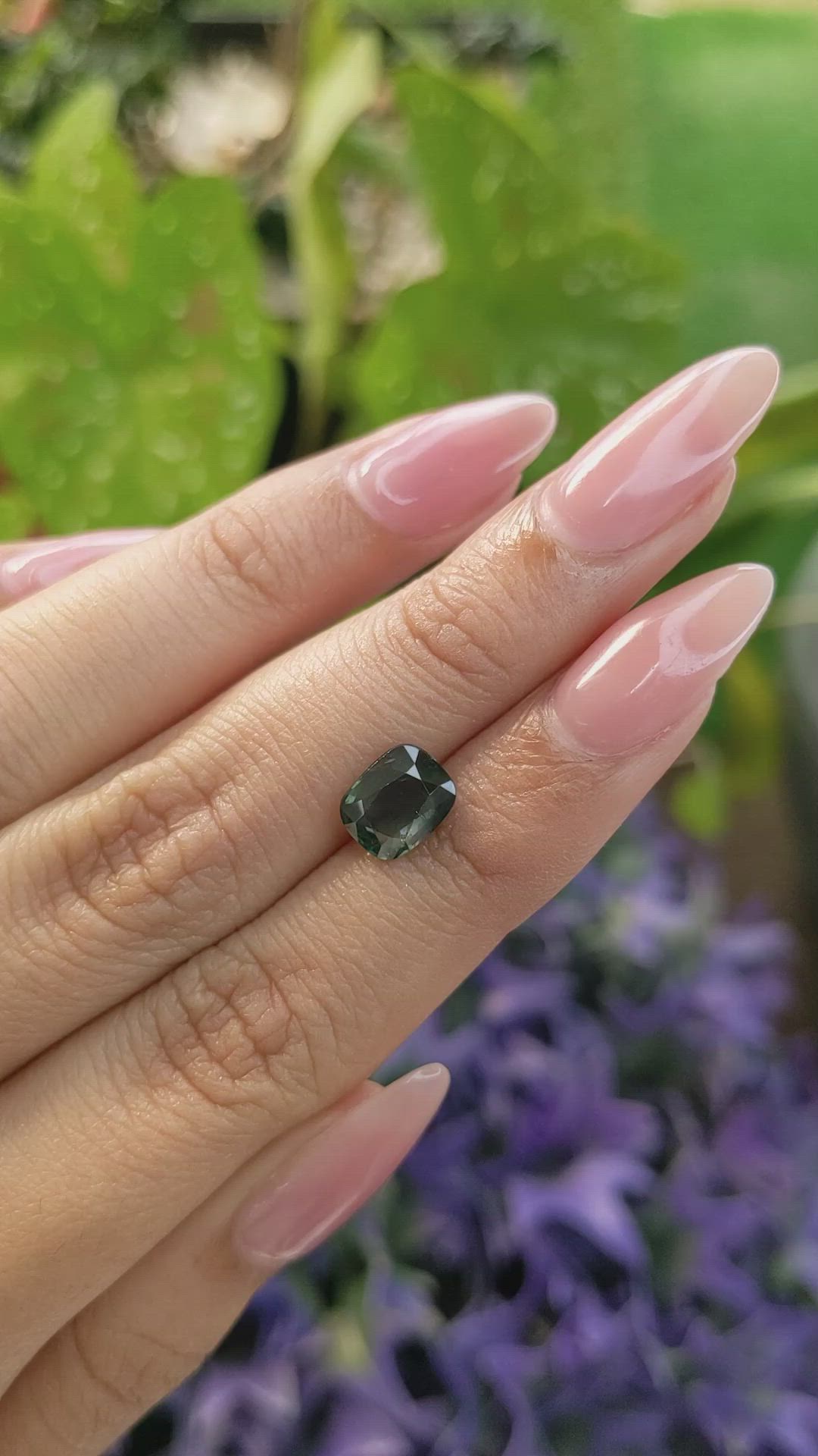 2.03 Ct. Bluish Green Sapphire from Madagascar Size Video