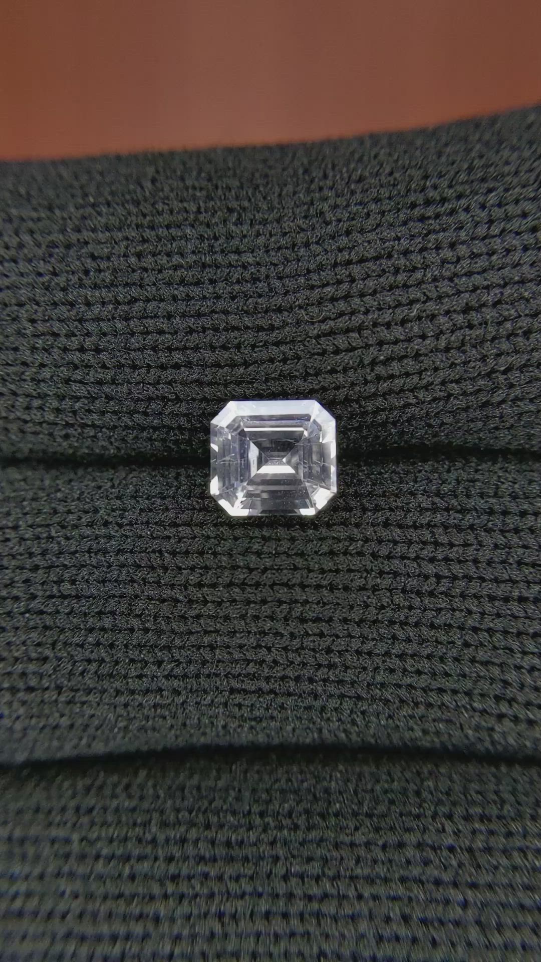 1.23 Ct. White Sapphire from Ceylon (Sri Lanka) Size Video