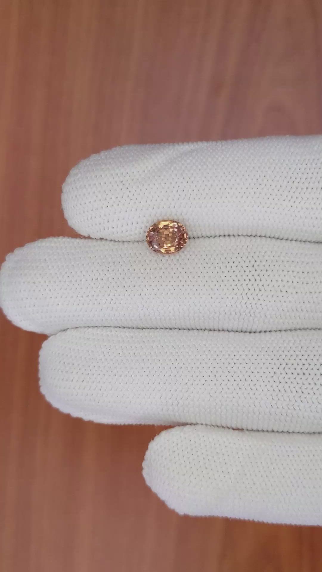 1.33 Ct. Orangish Brown Sapphire from Ceylon (Sri Lanka) Size Video