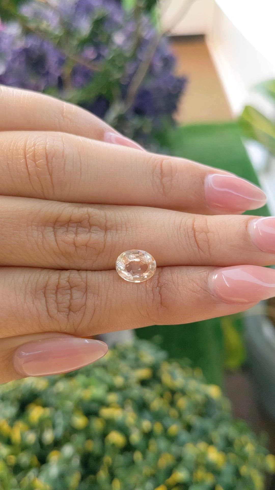 2.55 Ct. Peach Sapphire from Ceylon (Sri Lanka) Size Video