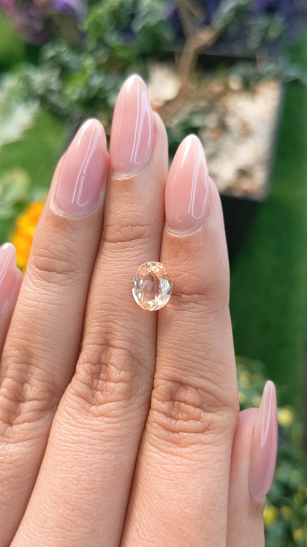 2.55 Ct. Peach Sapphire from Ceylon (Sri Lanka) Size Video