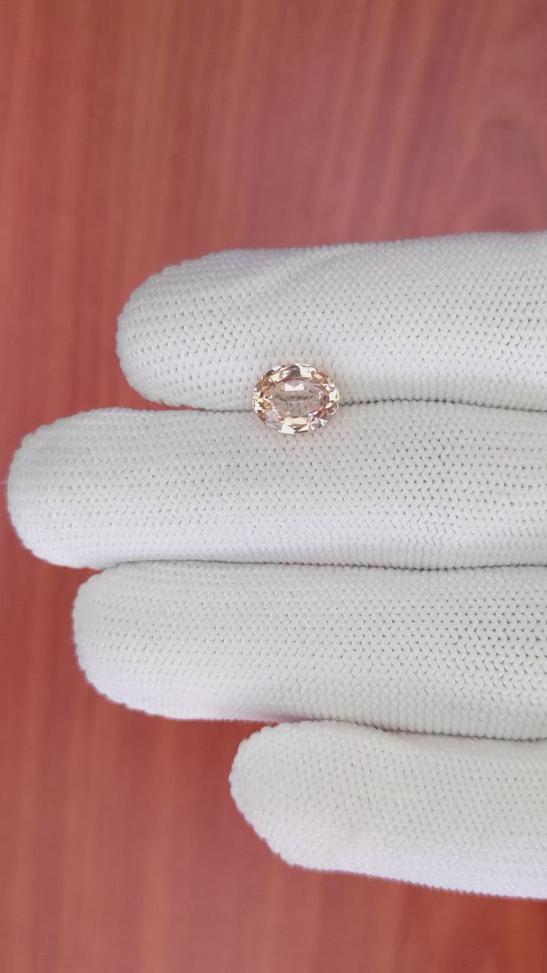 2.55 Ct. Peach Sapphire from Ceylon (Sri Lanka) Size Video
