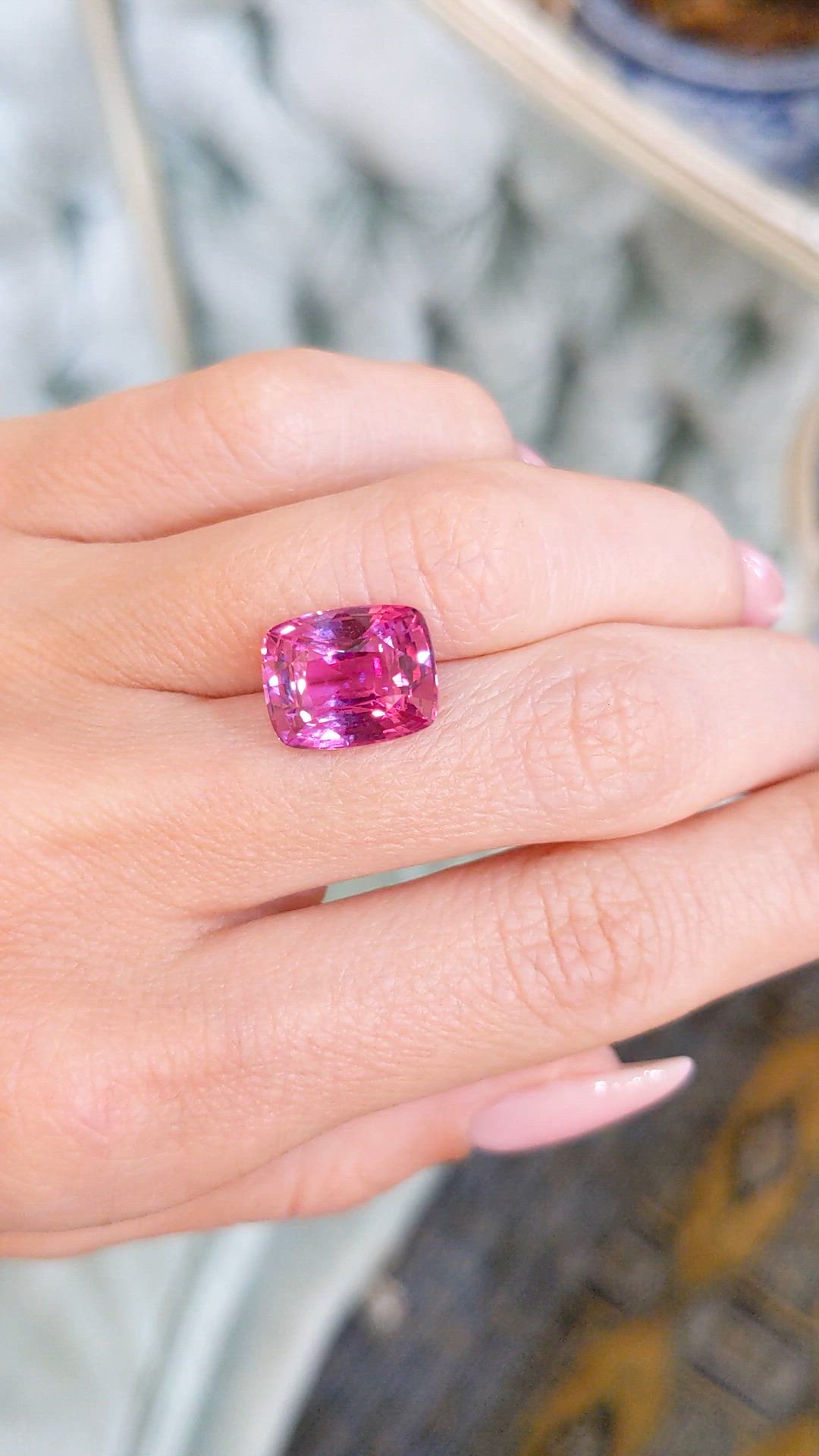 8.12 Ct. Pink Sapphire from Ceylon (Sri Lanka) Size Video