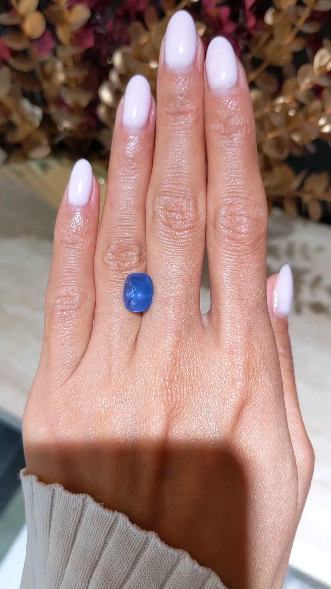 5.57 Ct. Blue Cabochon Sapphire from Ceylon (Sri Lanka) Size Video