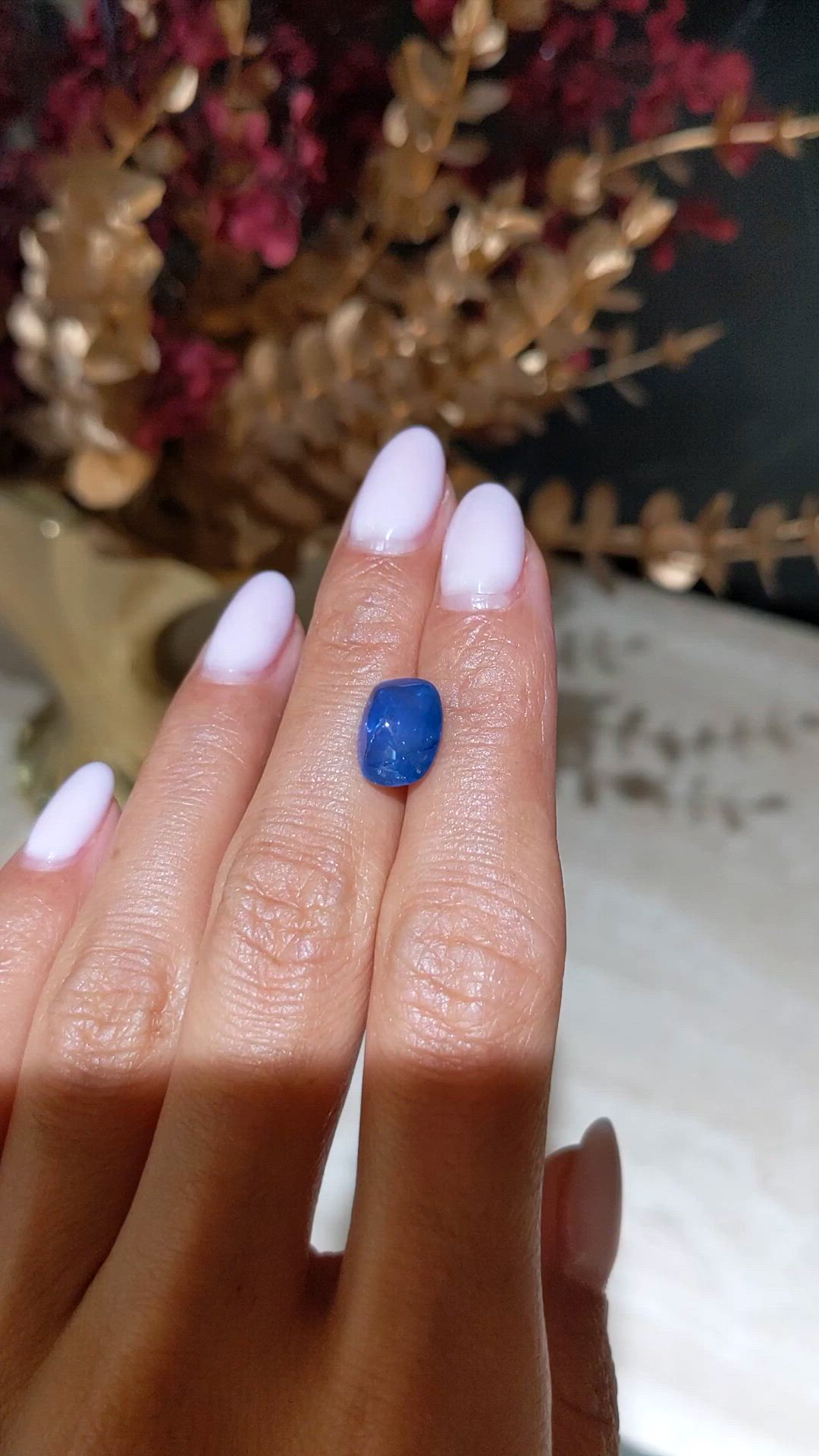 5.57 Ct. Blue Cabochon Sapphire from Ceylon (Sri Lanka) Size Video