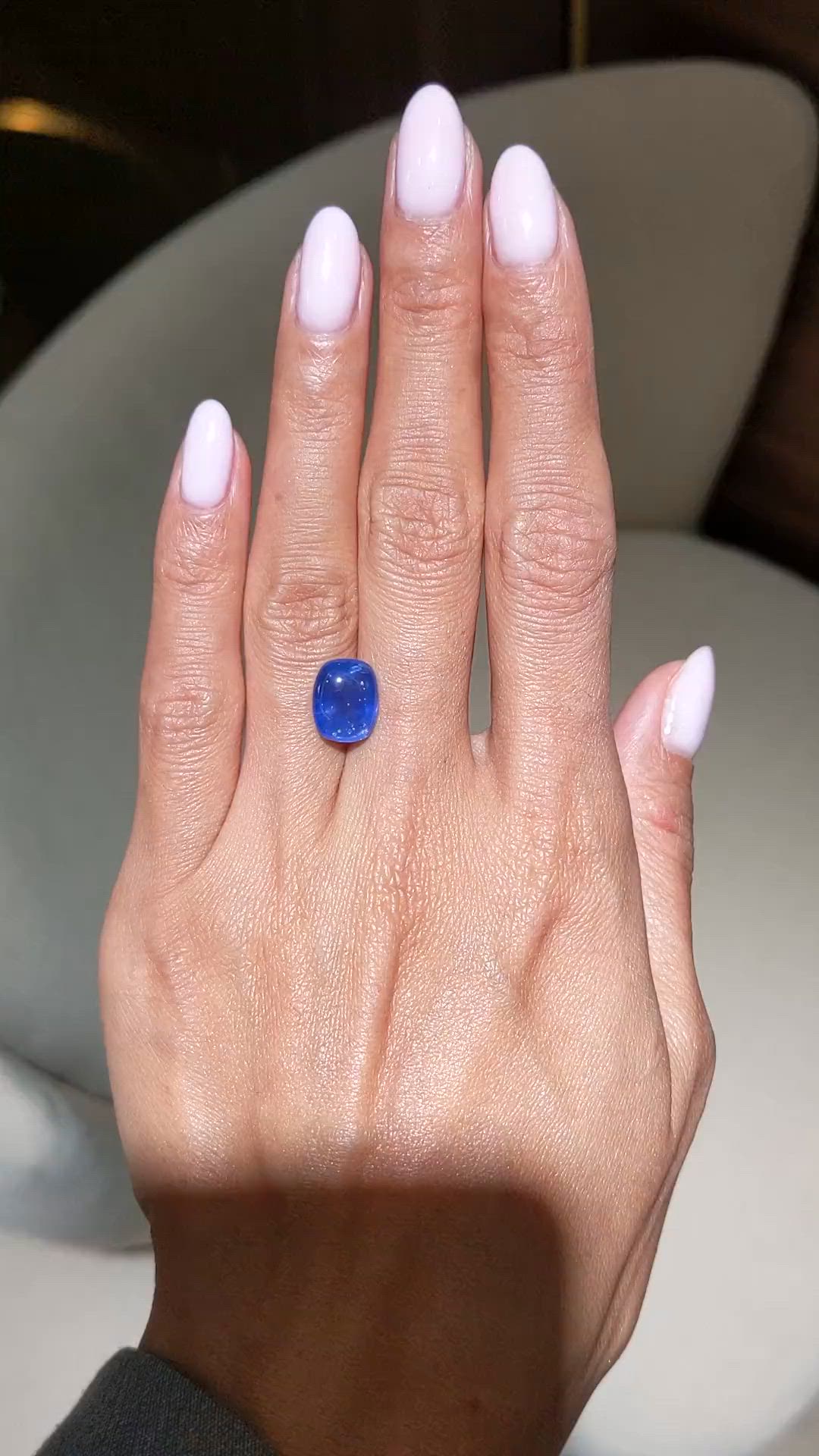 5.57 Ct. Blue Cabochon Sapphire from Ceylon (Sri Lanka) Size Video