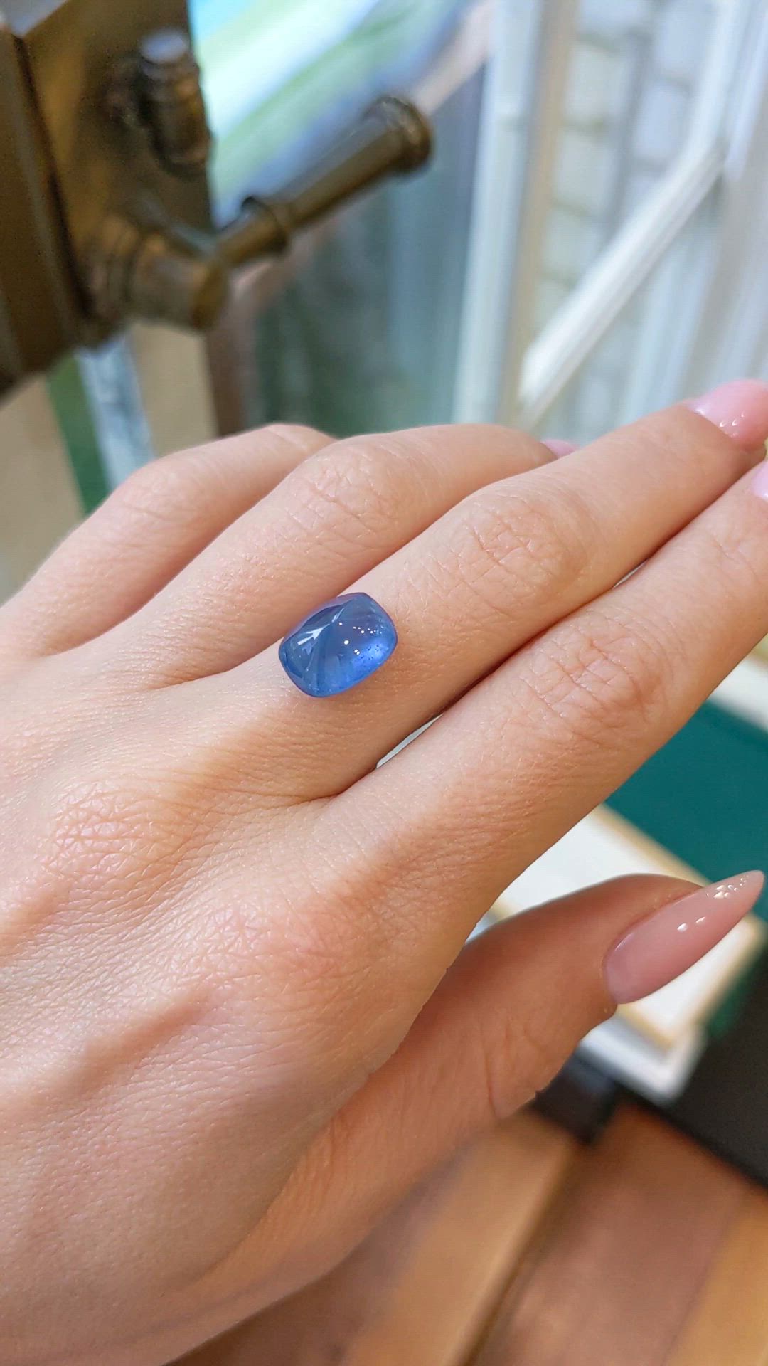 5.57 Ct. Blue Cabochon Sapphire from Ceylon (Sri Lanka) Size Video