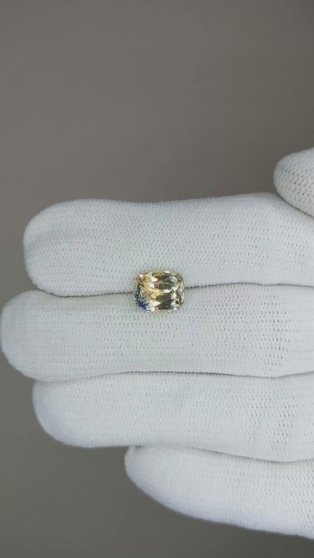 2.71 Ct. Bi Color Sapphire from Ceylon (Sri Lanka) Size Video